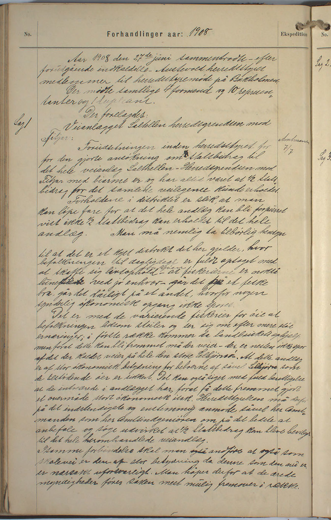 Austevoll kommune. Formannskapet, IKAH/1244-021/A/Aa/L0002a: Møtebok for heradstyret, 1901-1910, p. 395