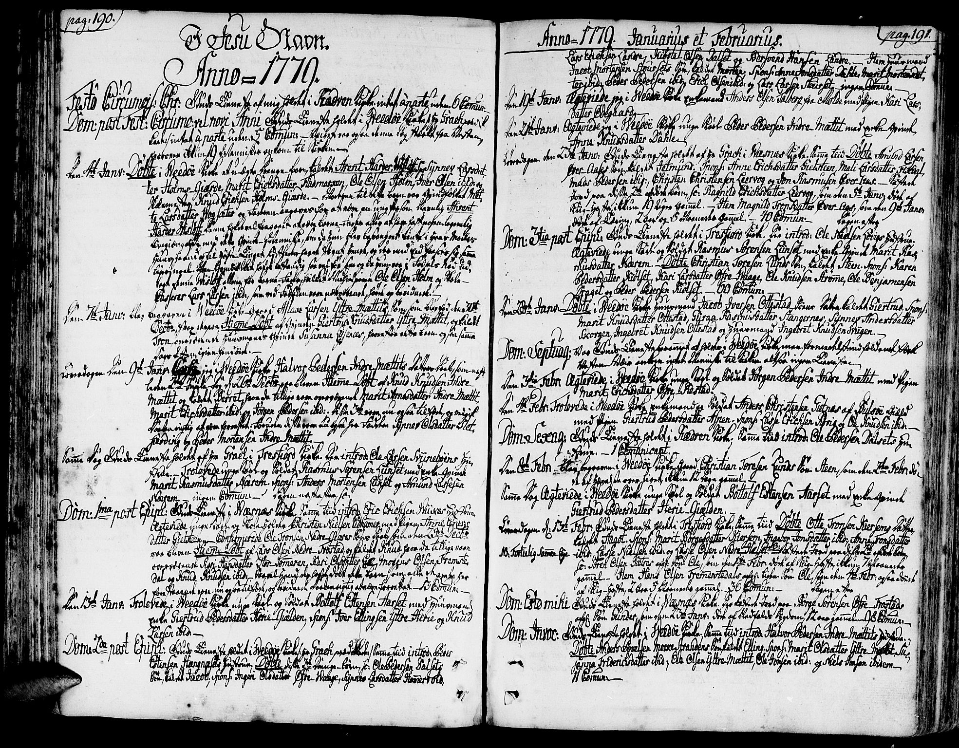Ministerialprotokoller, klokkerbøker og fødselsregistre - Møre og Romsdal, AV/SAT-A-1454/547/L0600: Parish register (official) no. 547A02, 1765-1799, p. 190-191