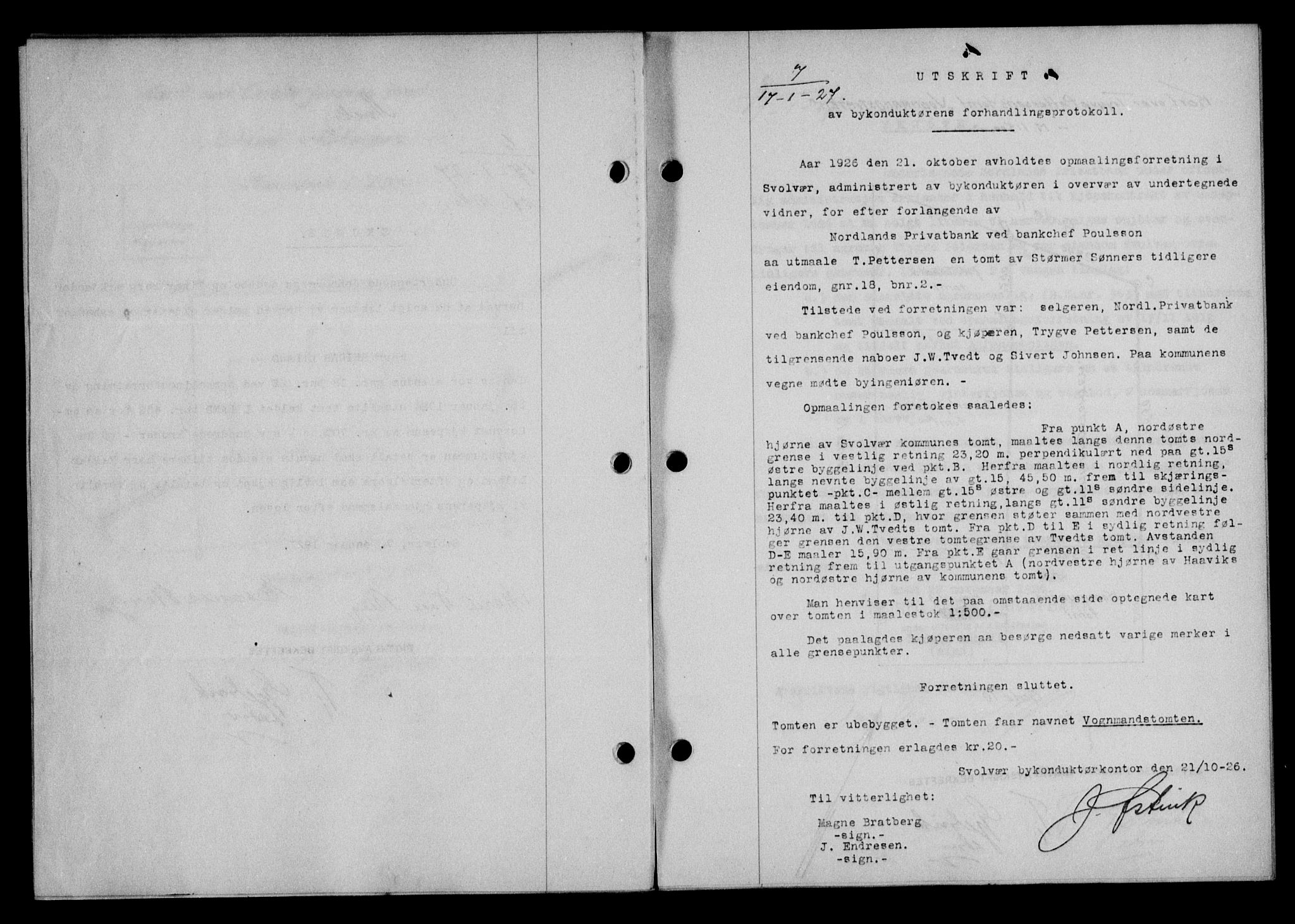 Lofoten sorenskriveri, SAT/A-0017/1/2/2C/L0015b: Mortgage book no. 15b, 1927-1927, Deed date: 17.01.1927