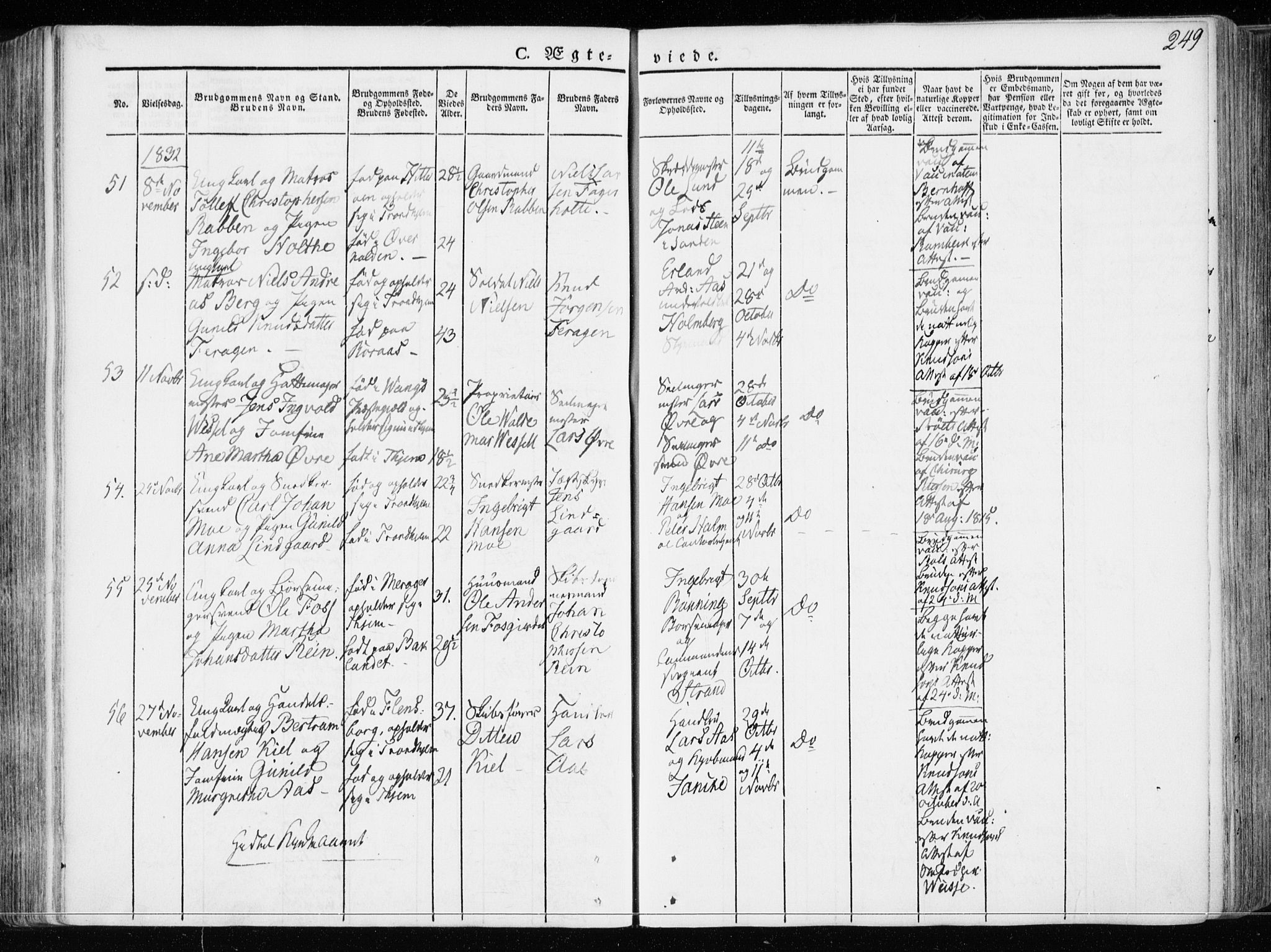 Ministerialprotokoller, klokkerbøker og fødselsregistre - Sør-Trøndelag, AV/SAT-A-1456/601/L0047: Parish register (official) no. 601A15, 1831-1839, p. 249