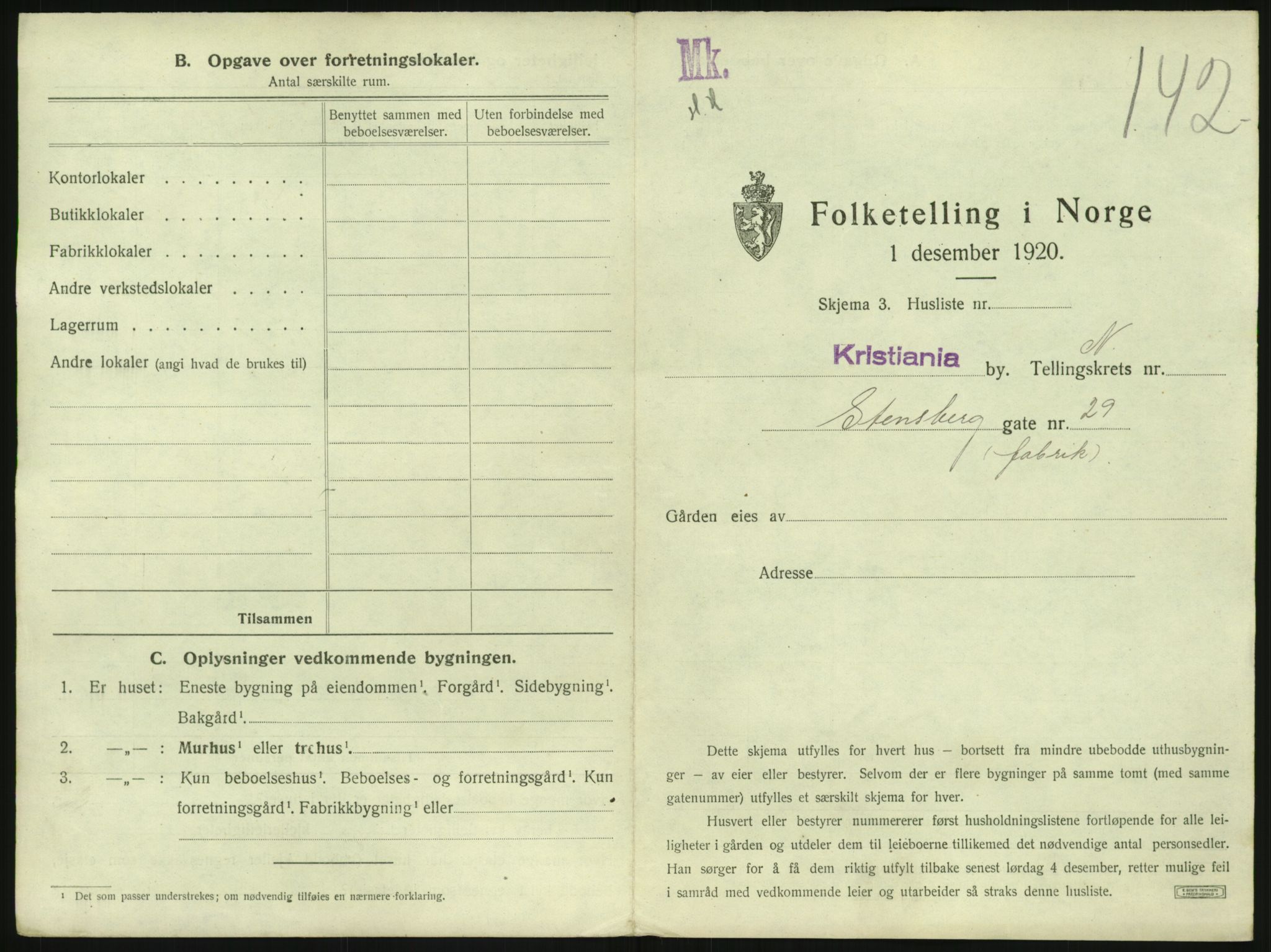 SAO, 1920 census for Kristiania, 1920, p. 103387