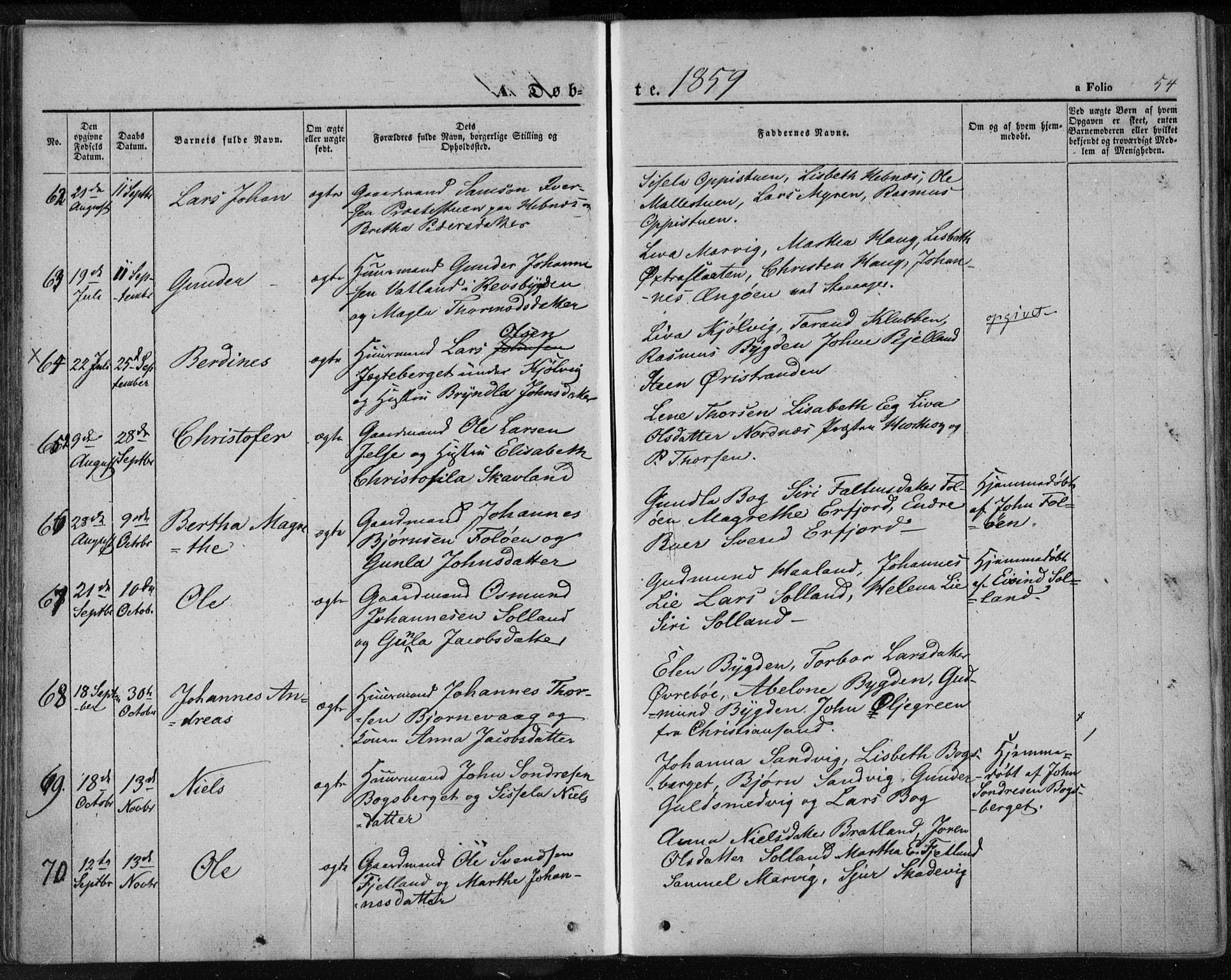 Jelsa sokneprestkontor, SAST/A-101842/01/IV: Parish register (official) no. A 7, 1854-1866, p. 54