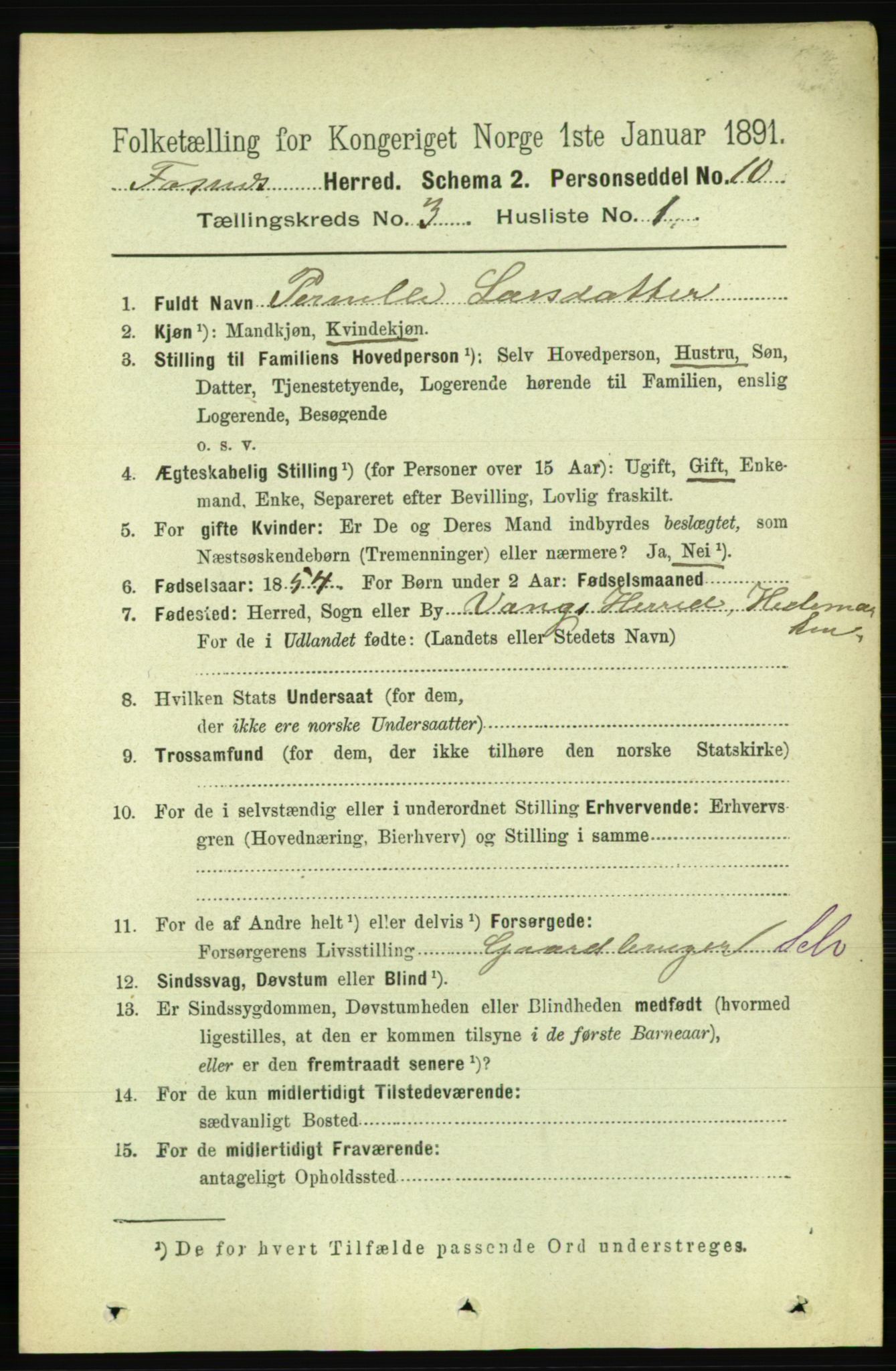 RA, 1891 census for 1748 Fosnes, 1891, p. 710