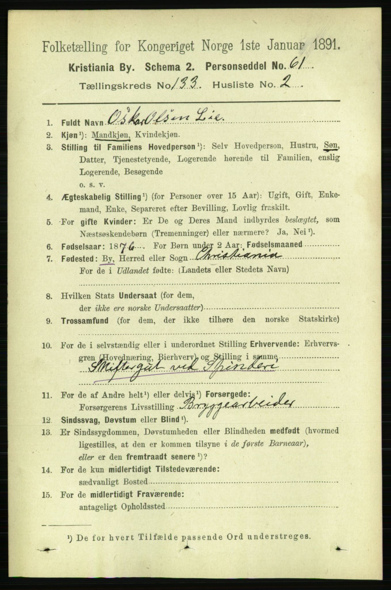 RA, 1891 census for 0301 Kristiania, 1891, p. 72514