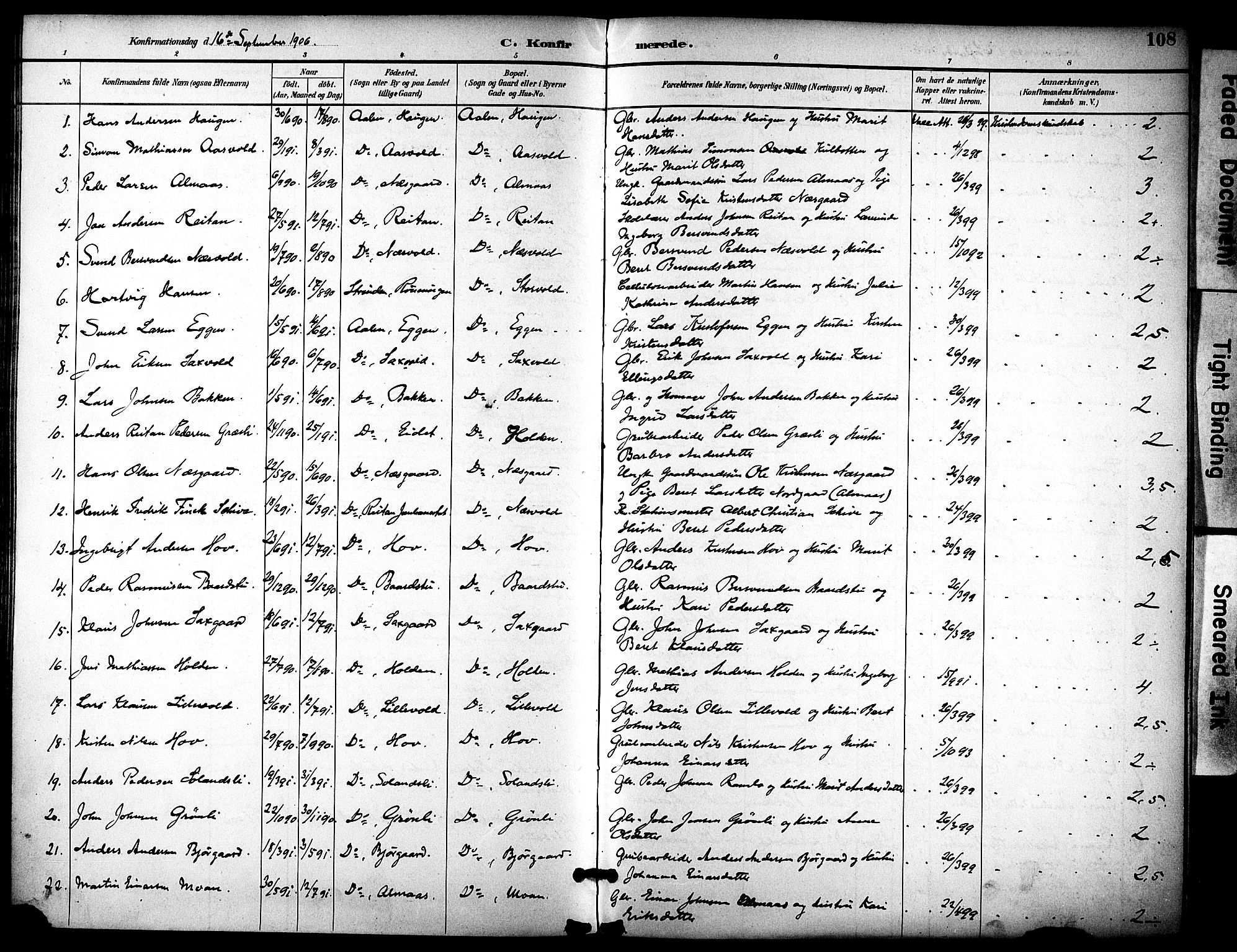 Ministerialprotokoller, klokkerbøker og fødselsregistre - Sør-Trøndelag, SAT/A-1456/686/L0984: Parish register (official) no. 686A02, 1891-1906, p. 108