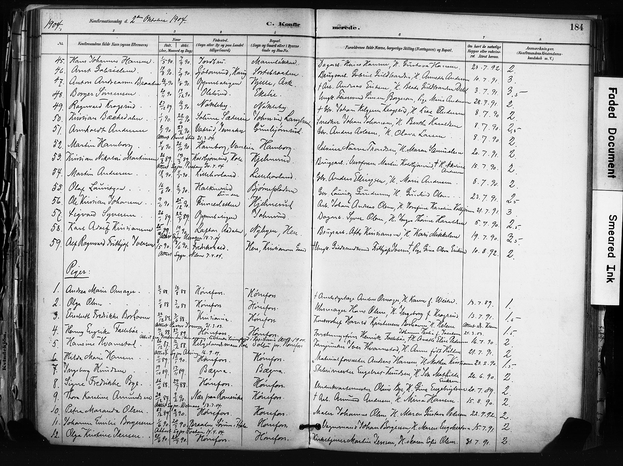 Hønefoss kirkebøker, AV/SAKO-A-609/F/Fa/L0002: Parish register (official) no. 2, 1887-1906, p. 184