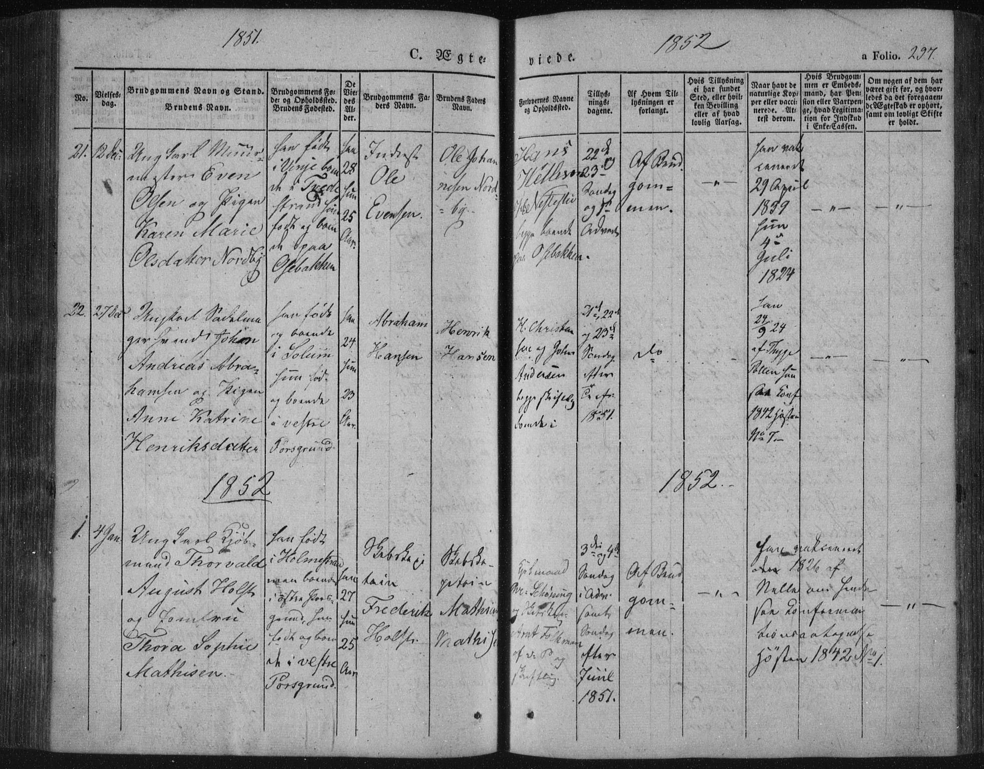 Porsgrunn kirkebøker , AV/SAKO-A-104/F/Fa/L0006: Parish register (official) no. 6, 1841-1857, p. 297