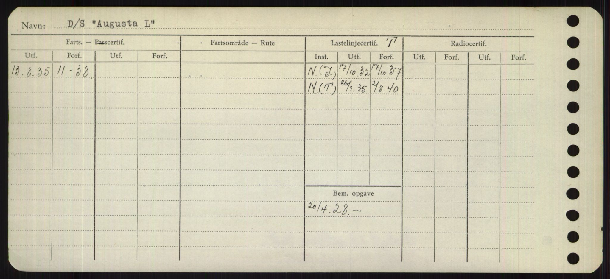 Sjøfartsdirektoratet med forløpere, Skipsmålingen, AV/RA-S-1627/H/Hd/L0002: Fartøy, Apa-Axe, p. 428