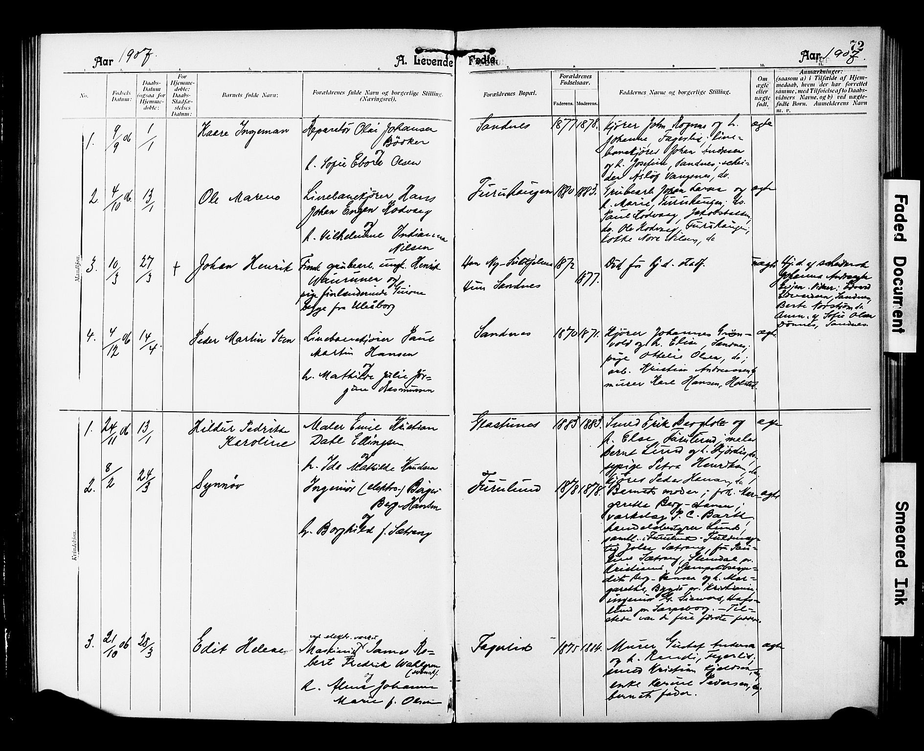 Ministerialprotokoller, klokkerbøker og fødselsregistre - Nordland, AV/SAT-A-1459/850/L0709: Parish register (official) no. 850A01, 1899-1909, p. 72