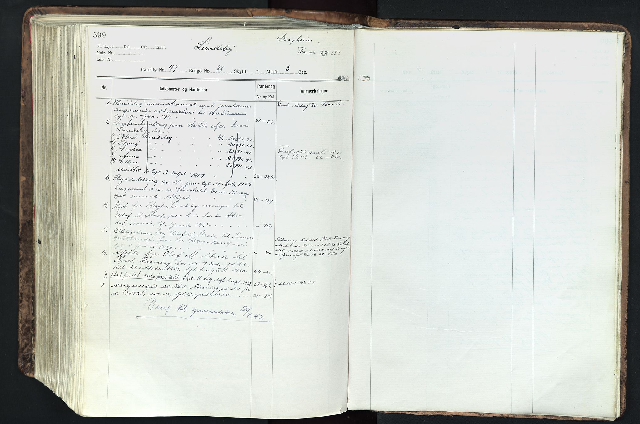 Solør tingrett, AV/SAH-TING-008/H/Ha/Hak/L0003: Mortgage register no. III, 1900-1935, p. 599