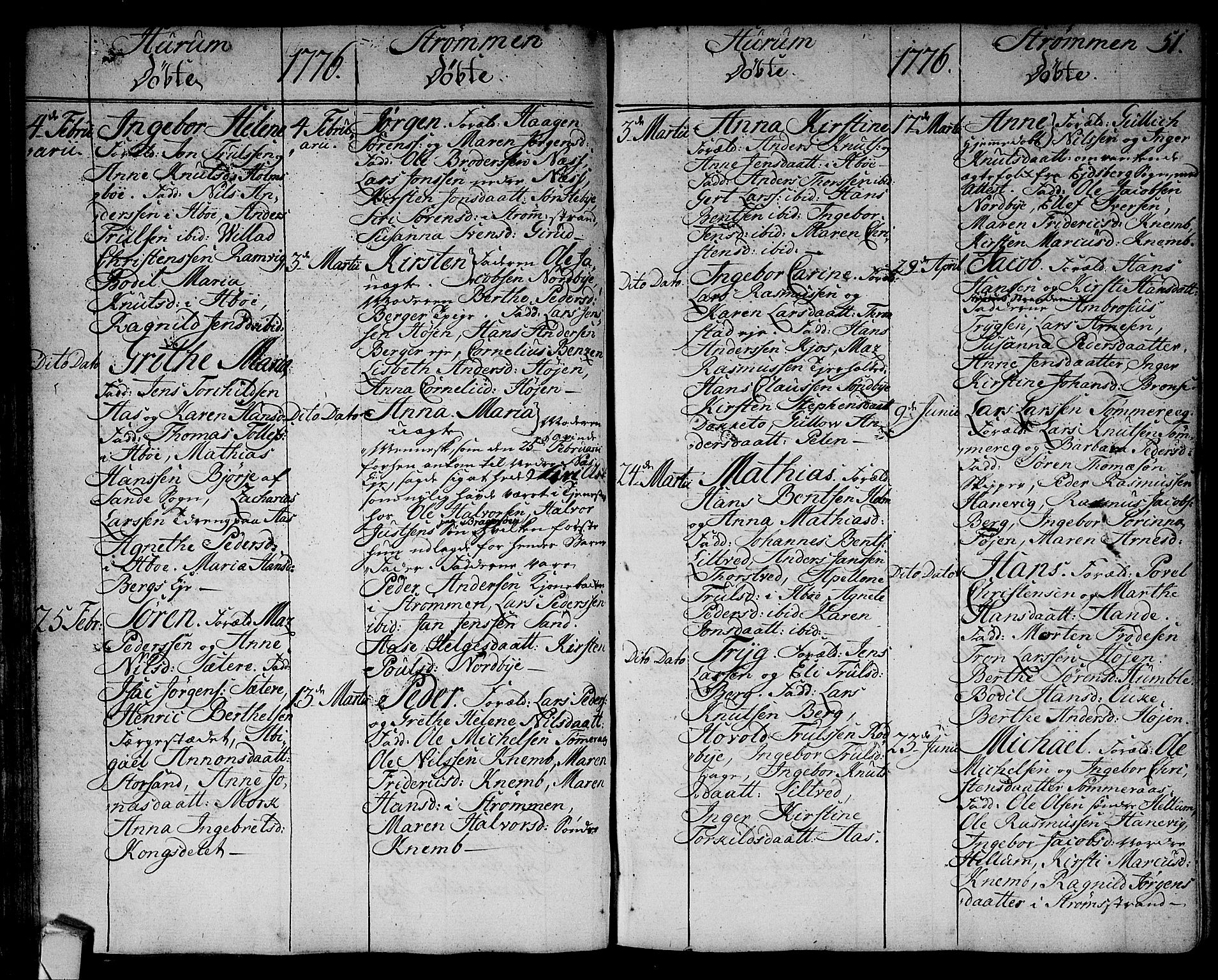 Hurum kirkebøker, AV/SAKO-A-229/F/Fa/L0007: Parish register (official) no. 7, 1771-1810, p. 51