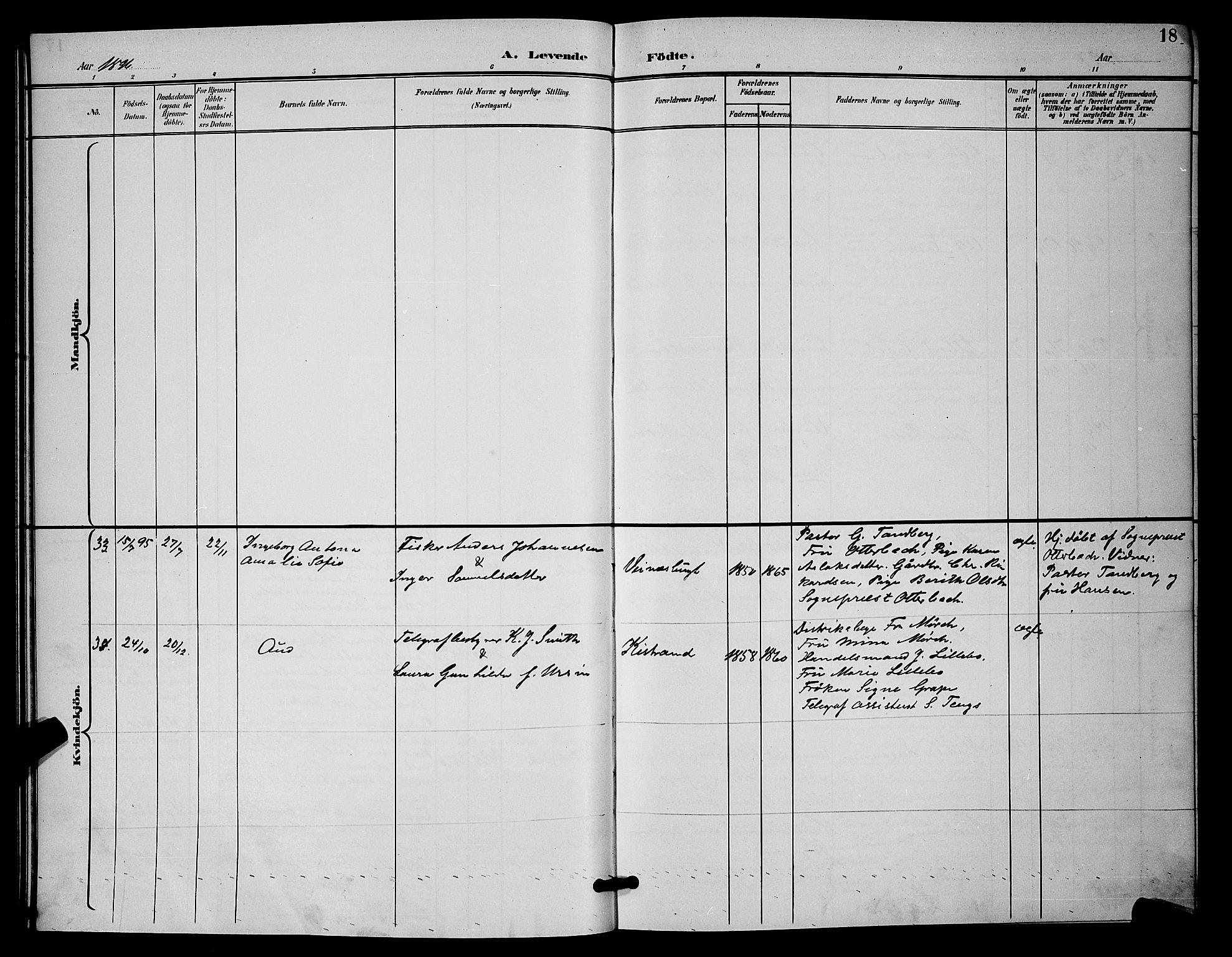 Kistrand/Porsanger sokneprestembete, AV/SATØ-S-1351/H/Hb/L0005.klokk: Parish register (copy) no. 5, 1895-1904, p. 18