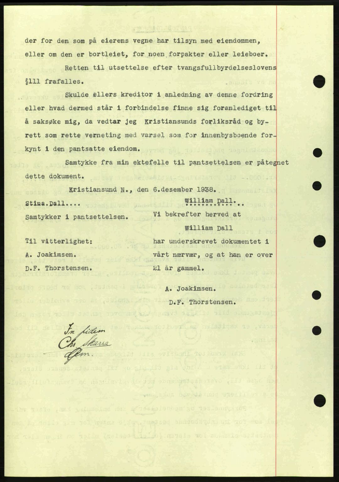Kristiansund byfogd, SAT/A-4587/A/27: Mortgage book no. 31, 1938-1939, Diary no: : 894/1938