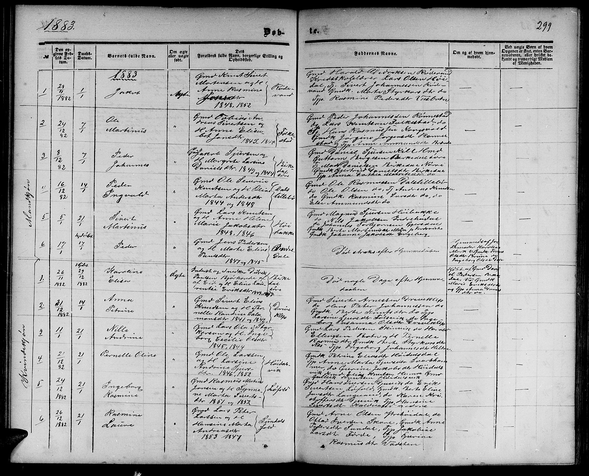 Ministerialprotokoller, klokkerbøker og fødselsregistre - Møre og Romsdal, SAT/A-1454/511/L0157: Parish register (copy) no. 511C03, 1864-1884, p. 299