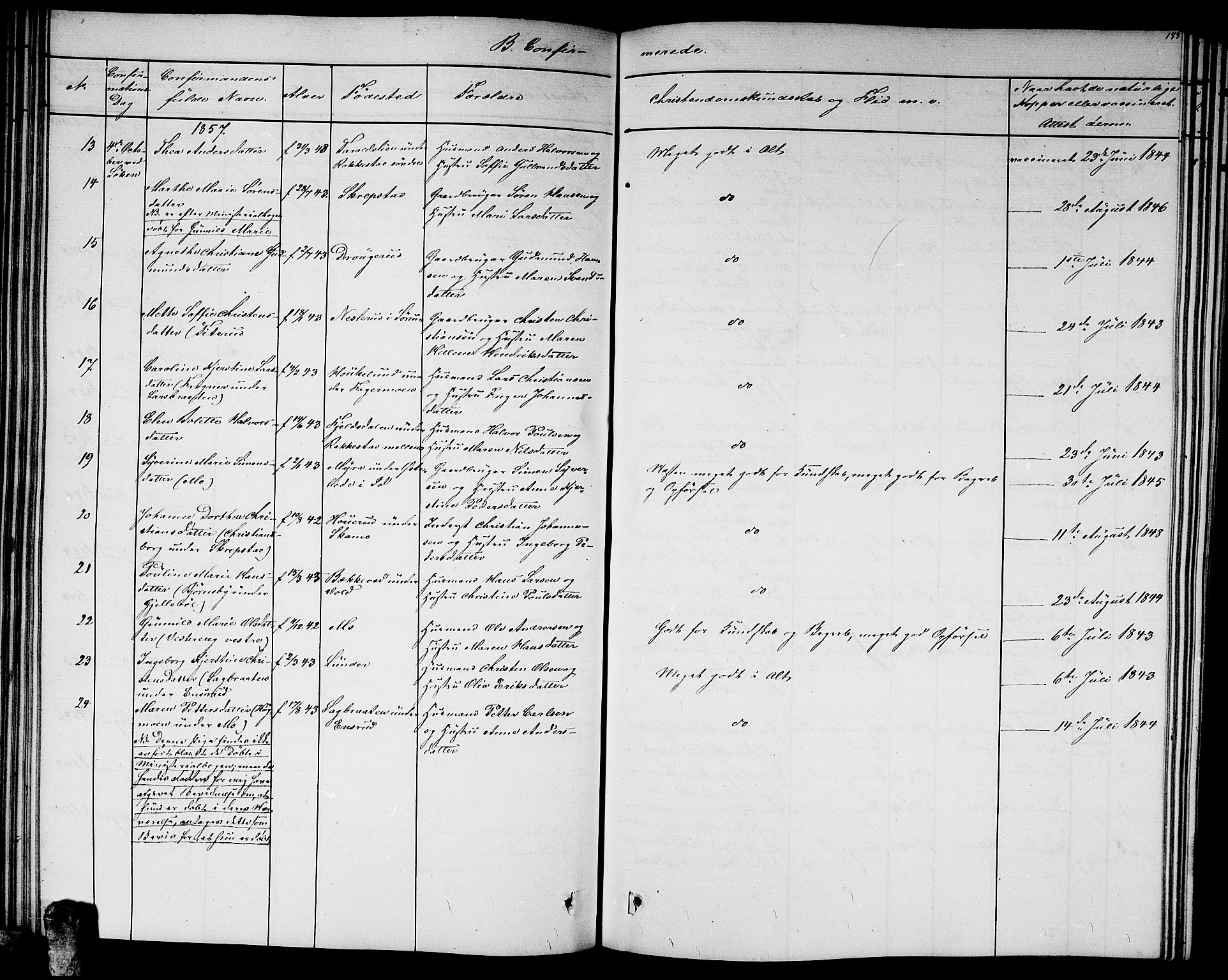 Høland prestekontor Kirkebøker, AV/SAO-A-10346a/G/Ga/L0004: Parish register (copy) no. I 4, 1854-1862, p. 185