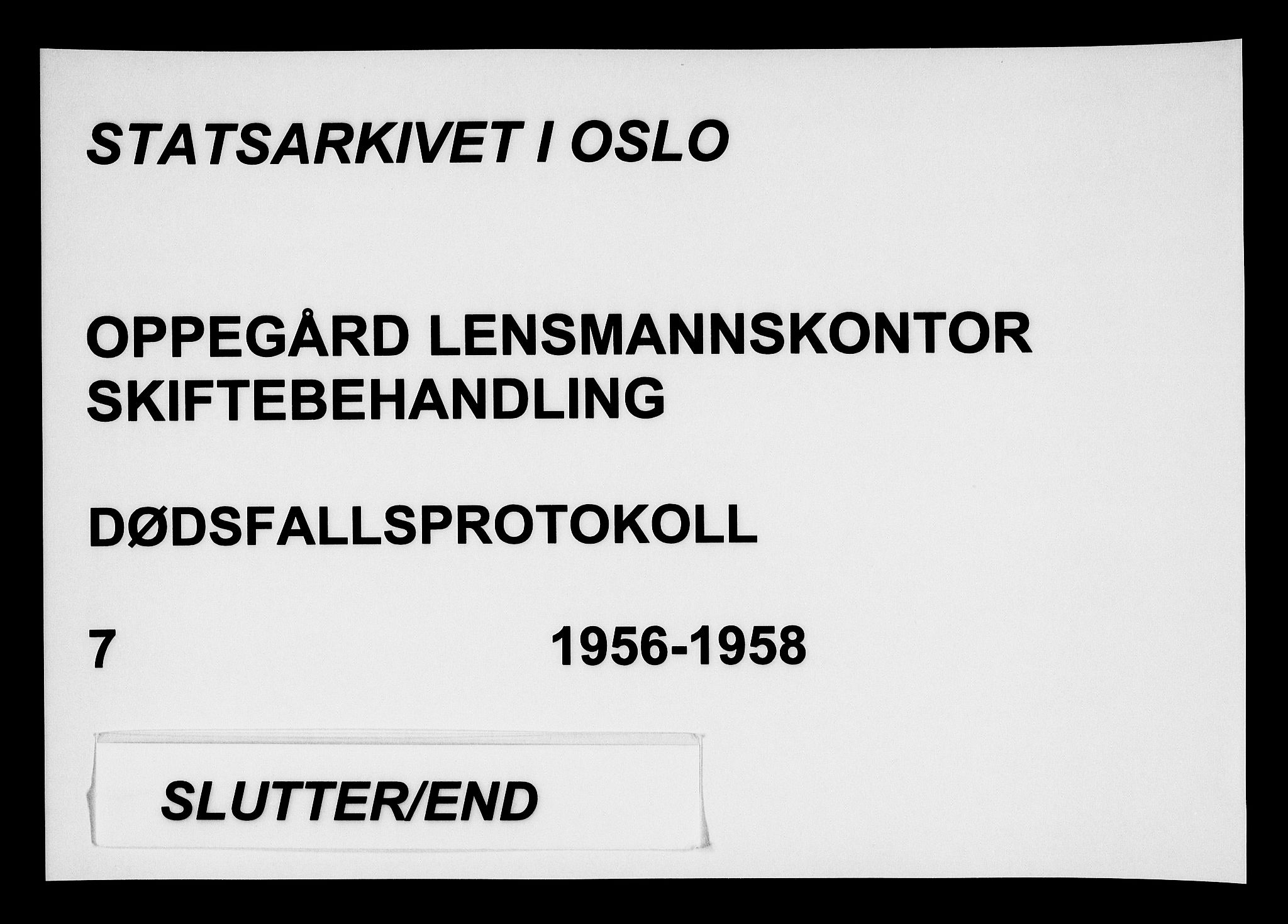 Oppegård lensmannskontor, SAO/A-10186/H/Ha/L0007: Dødsfallsprotokoll, 1956-1958