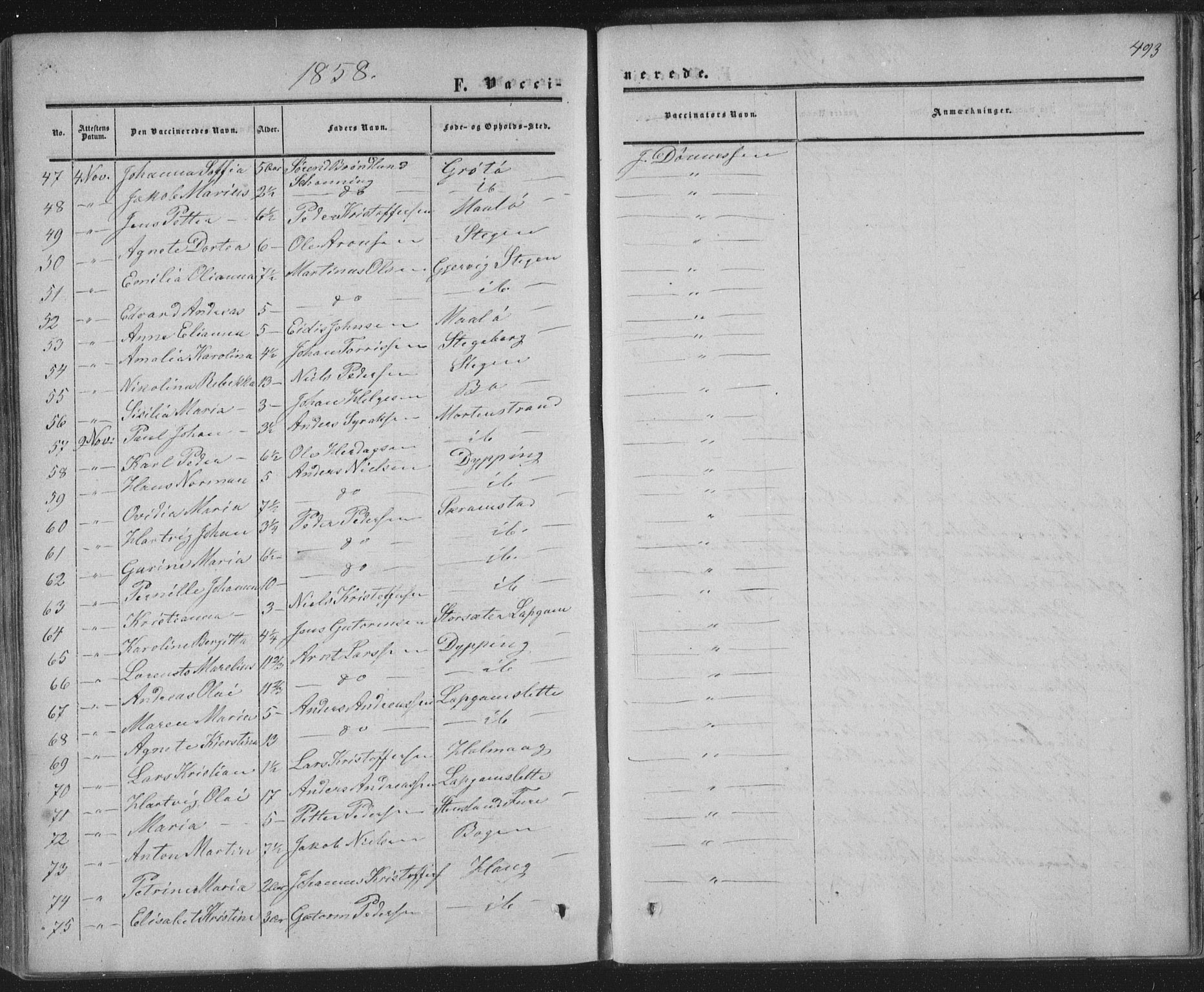 Ministerialprotokoller, klokkerbøker og fødselsregistre - Nordland, AV/SAT-A-1459/855/L0800: Parish register (official) no. 855A08, 1852-1864, p. 493