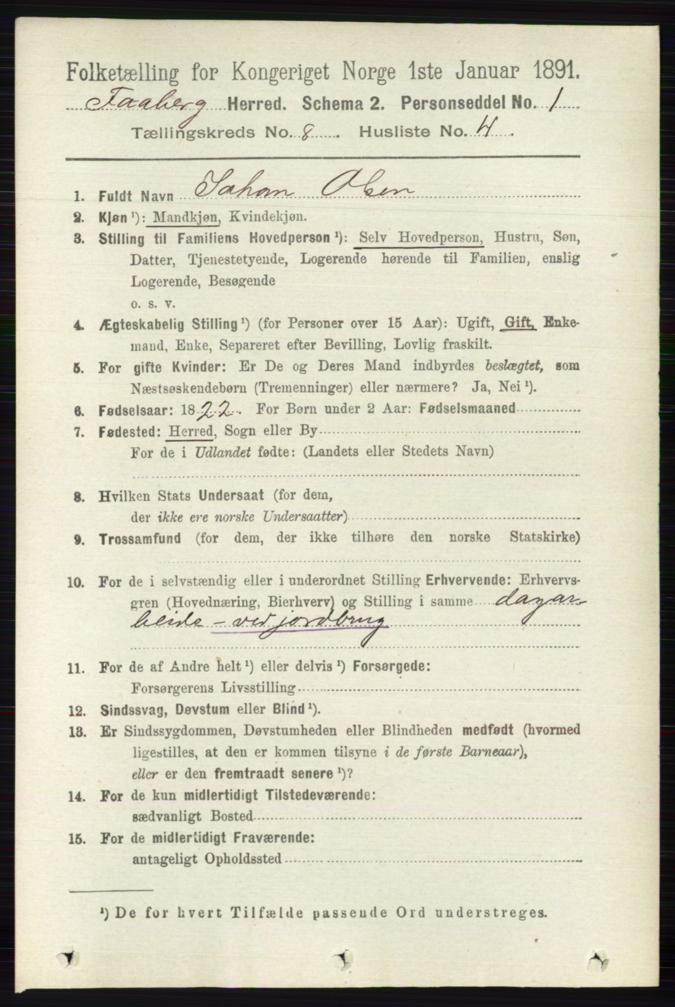 RA, 1891 census for 0524 Fåberg, 1891, p. 3426