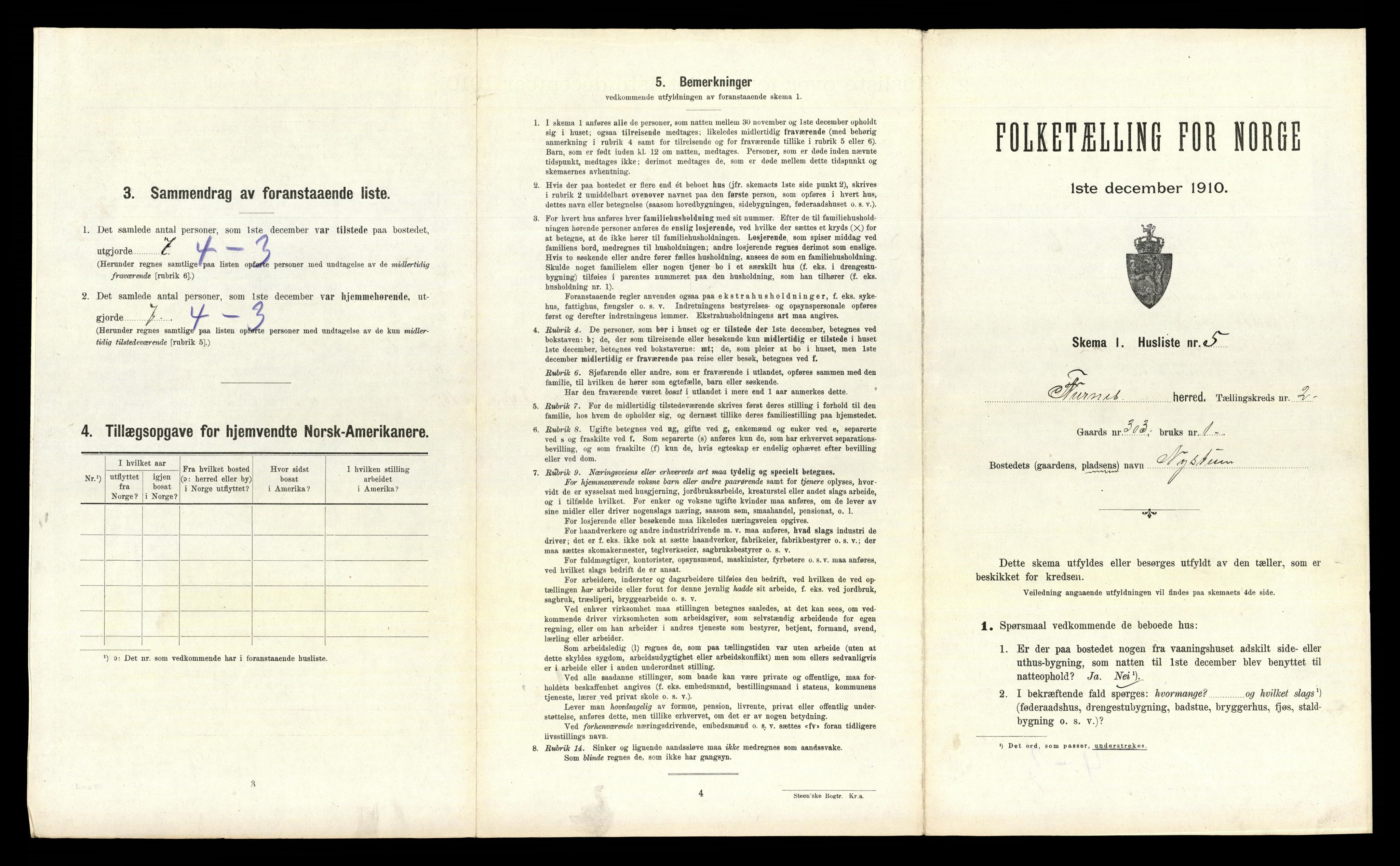 RA, 1910 census for Furnes, 1910, p. 324