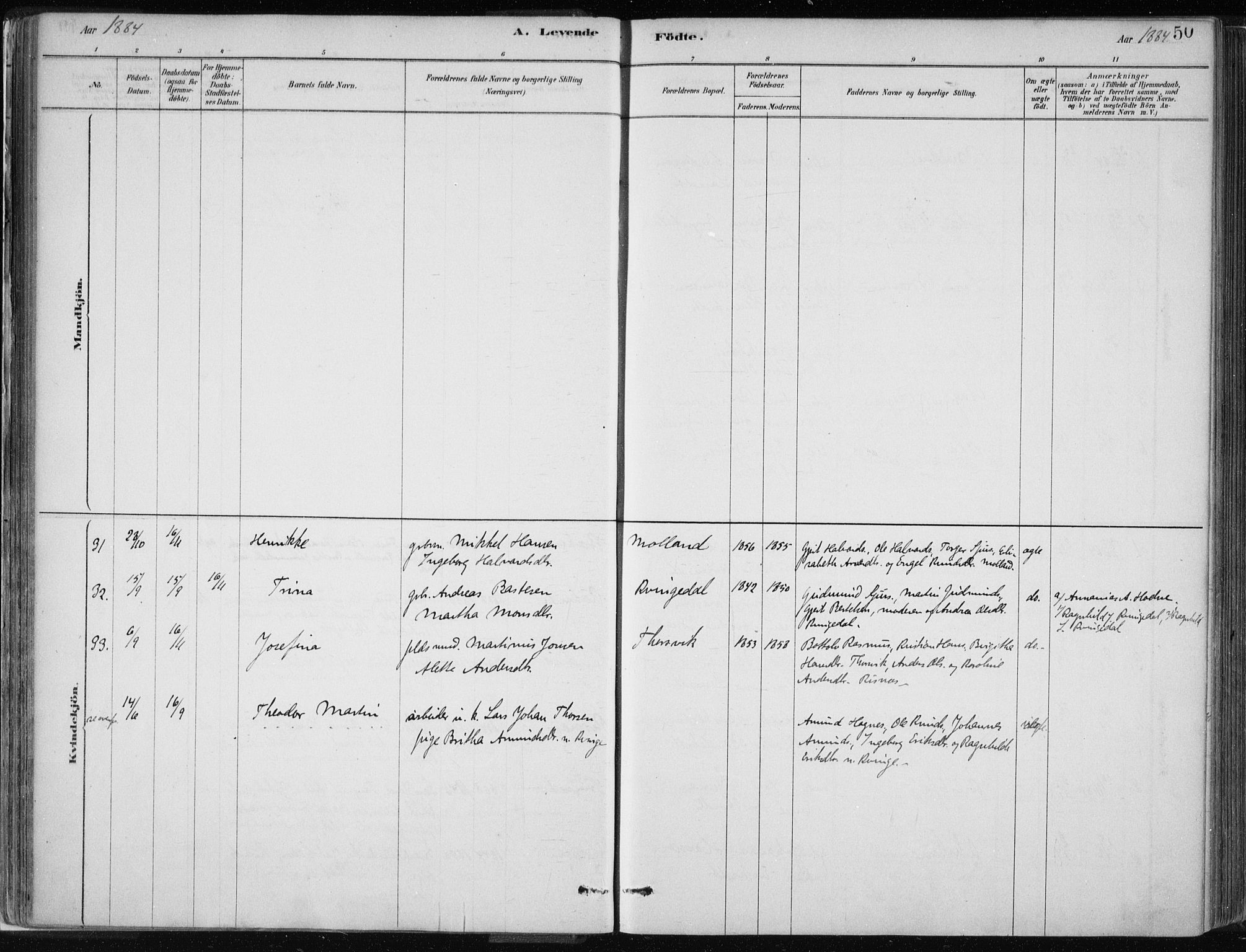 Masfjorden Sokneprestembete, AV/SAB-A-77001: Parish register (official) no. B  1, 1876-1899, p. 50