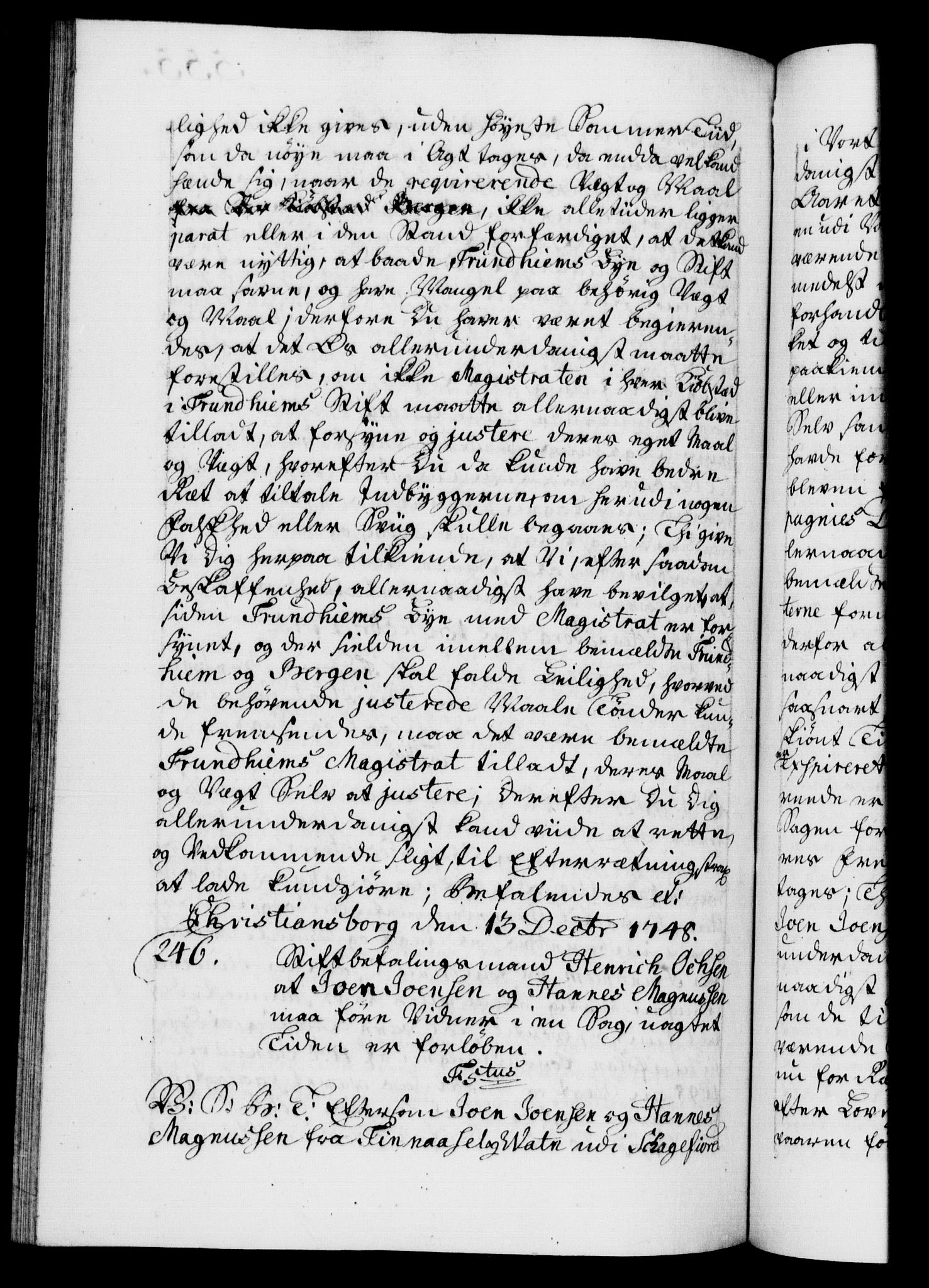Danske Kanselli 1572-1799, AV/RA-EA-3023/F/Fc/Fca/Fcab/L0031: Norske tegnelser, 1746-1748, p. 555b