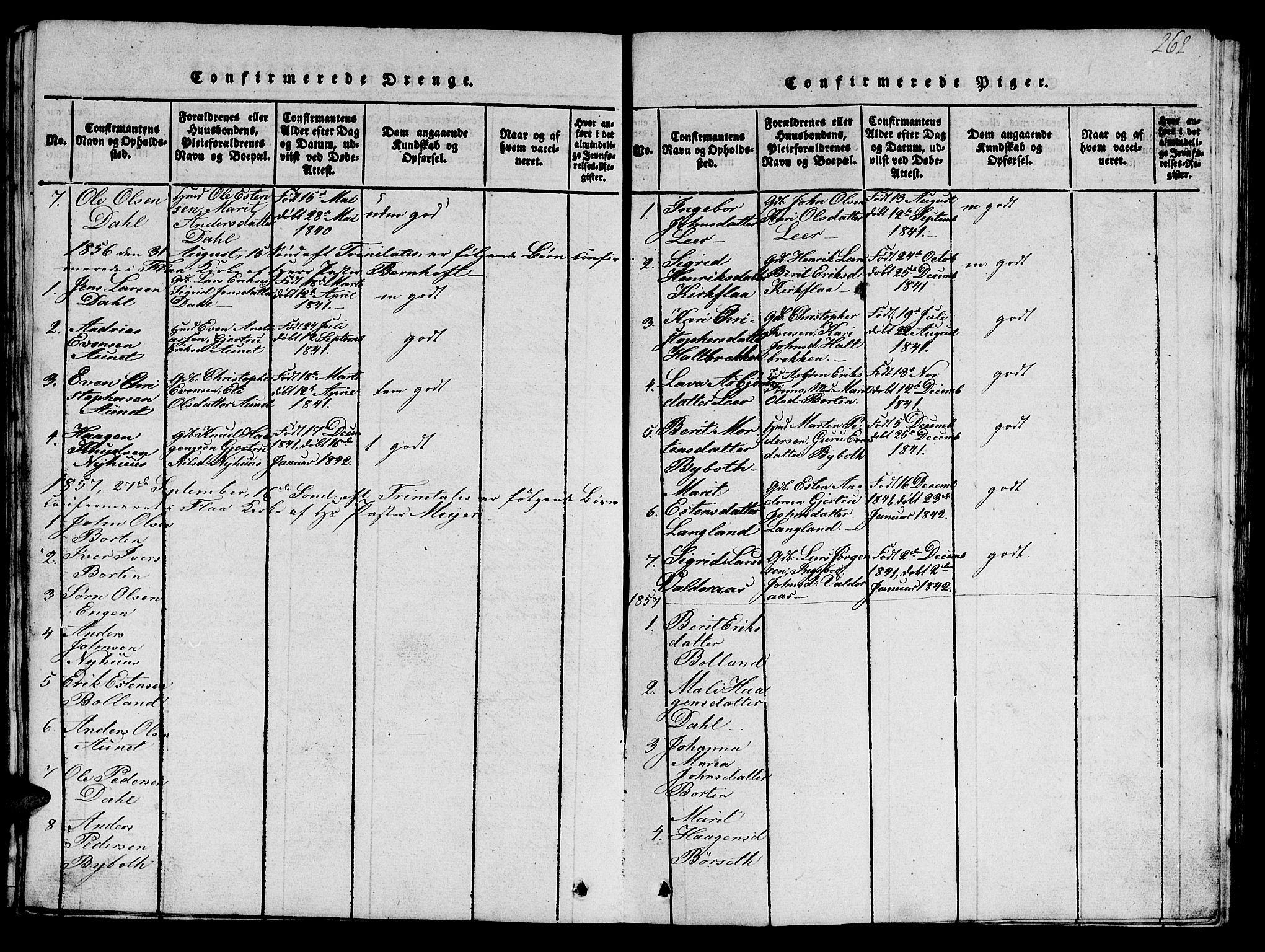 Ministerialprotokoller, klokkerbøker og fødselsregistre - Sør-Trøndelag, SAT/A-1456/693/L1121: Parish register (copy) no. 693C02, 1816-1869, p. 262