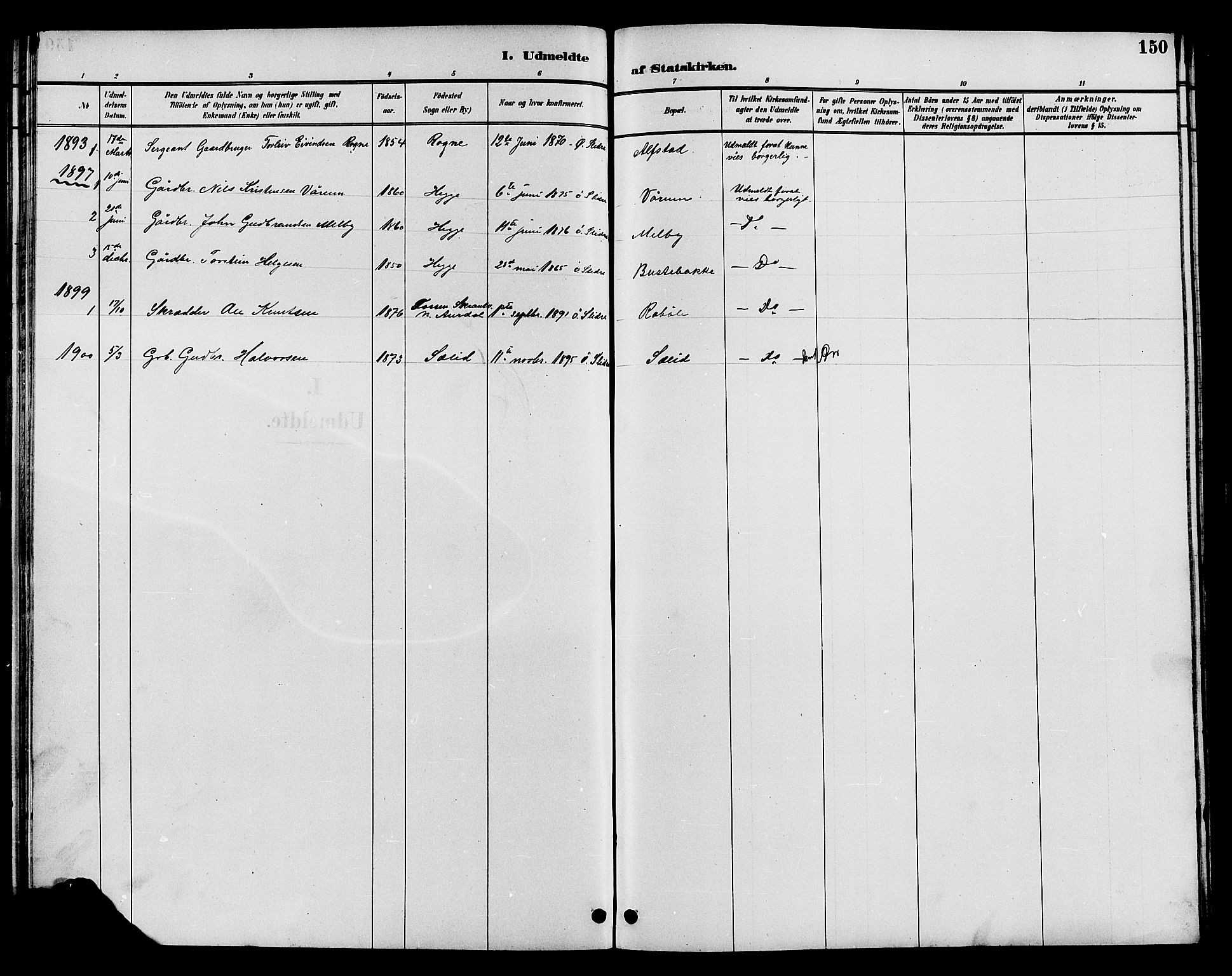 Øystre Slidre prestekontor, AV/SAH-PREST-138/H/Ha/Hab/L0004: Parish register (copy) no. 4, 1887-1907, p. 150