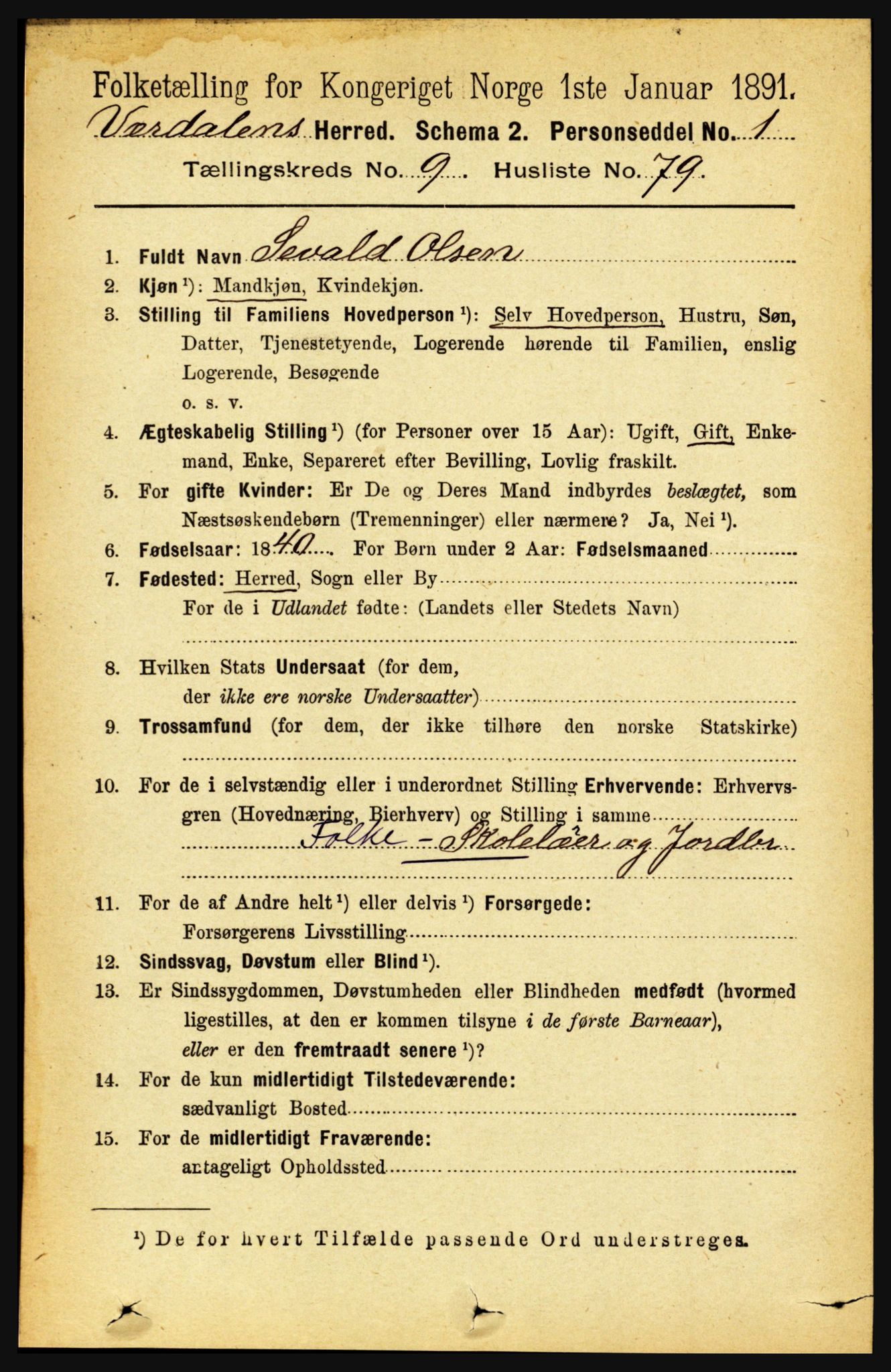 RA, 1891 census for 1721 Verdal, 1891, p. 5508