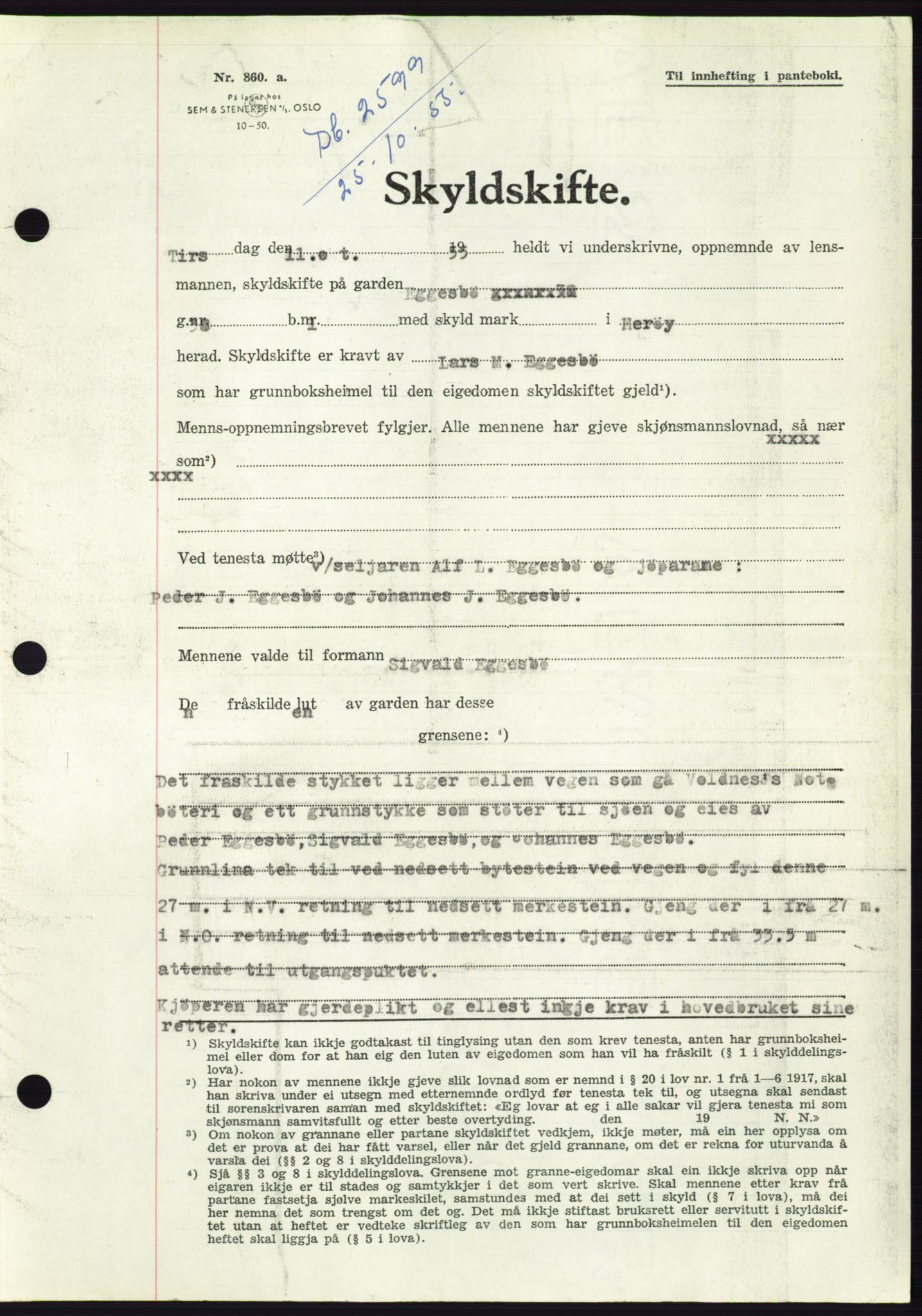 Søre Sunnmøre sorenskriveri, AV/SAT-A-4122/1/2/2C/L0102: Mortgage book no. 28A, 1955-1956, Diary no: : 2599/1955