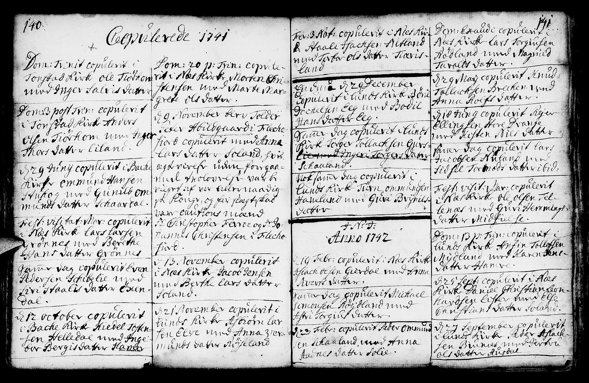 Lund sokneprestkontor, SAST/A-101809/S06/L0002: Parish register (official) no. A 2, 1738-1760, p. 140-141