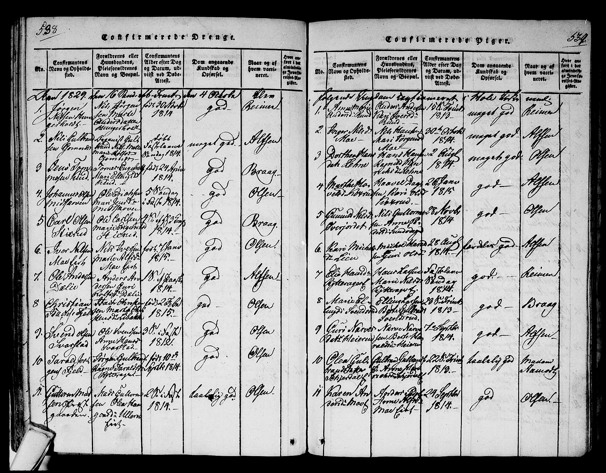 Hole kirkebøker, SAKO/A-228/F/Fa/L0004: Parish register (official) no. I 4, 1814-1833, p. 538-539