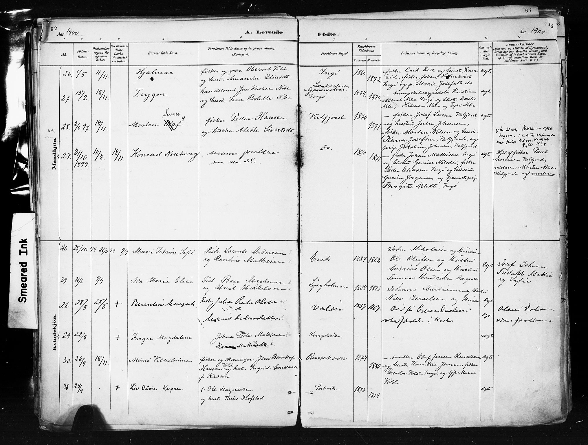 Måsøy sokneprestkontor, AV/SATØ-S-1348/H/Ha/L0005kirke: Parish register (official) no. 5, 1892-1902, p. 62