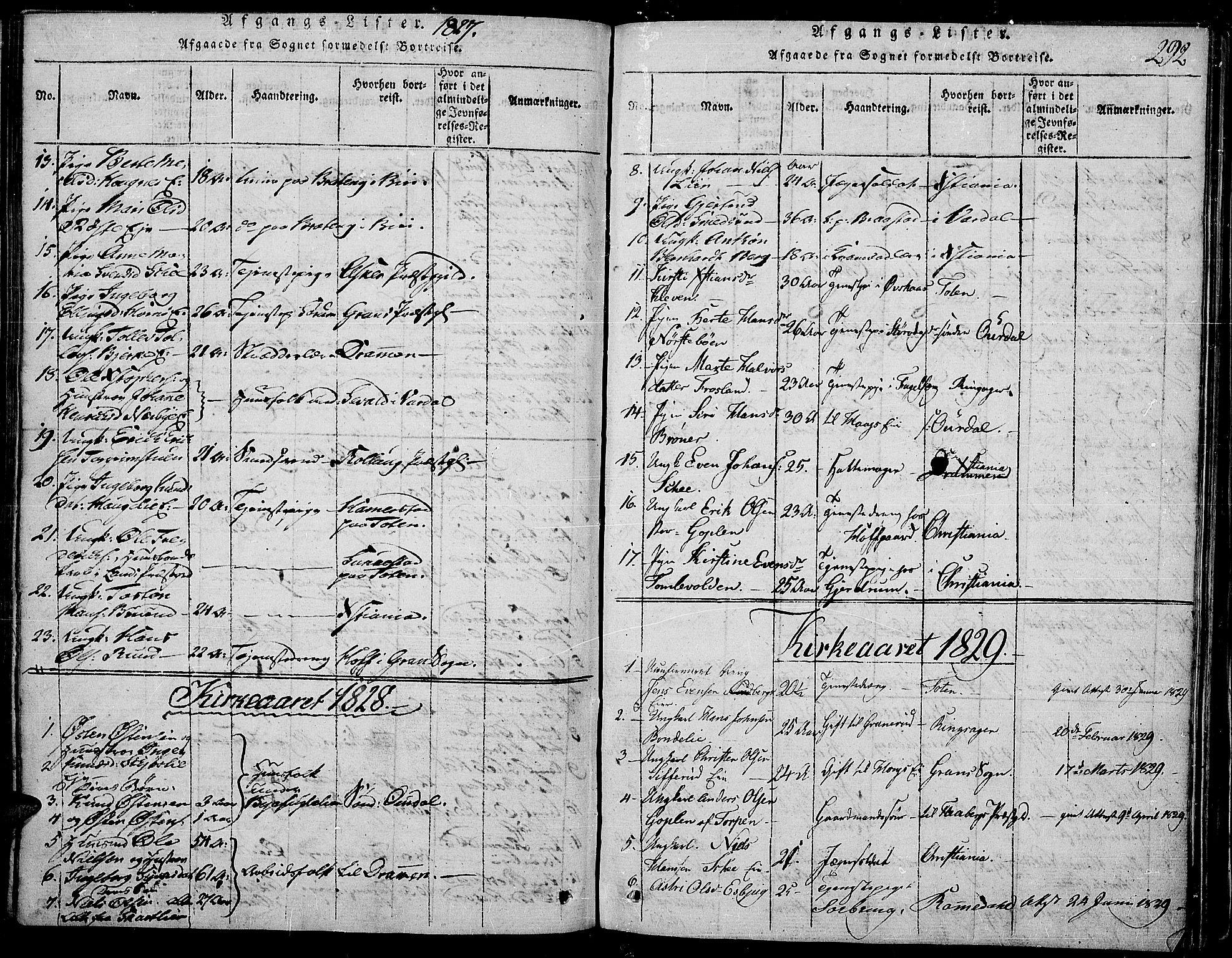 Land prestekontor, SAH/PREST-120/H/Ha/Haa/L0007: Parish register (official) no. 7, 1814-1830, p. 292