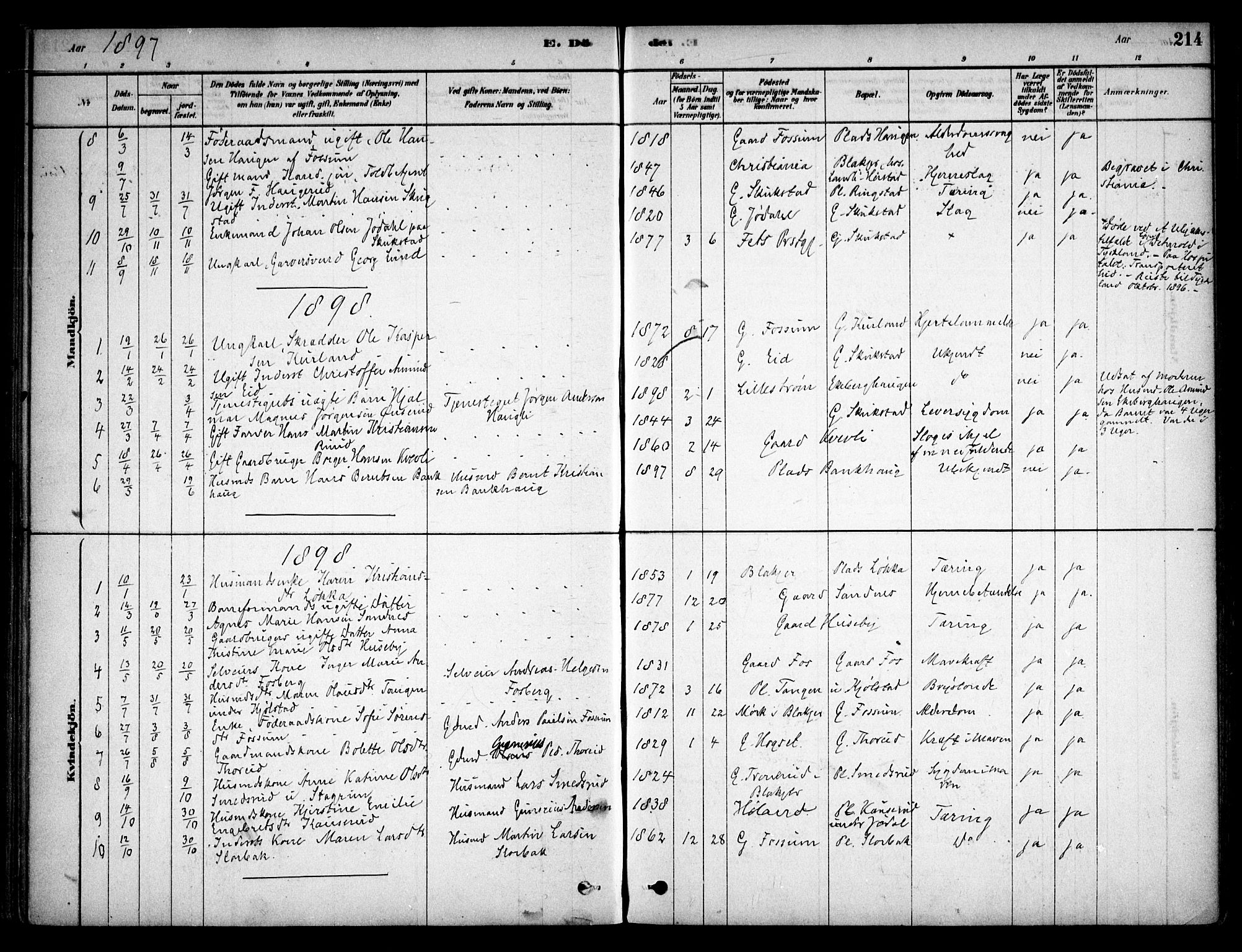 Aurskog prestekontor Kirkebøker, SAO/A-10304a/F/Fb/L0001: Parish register (official) no. II 1, 1878-1909, p. 214