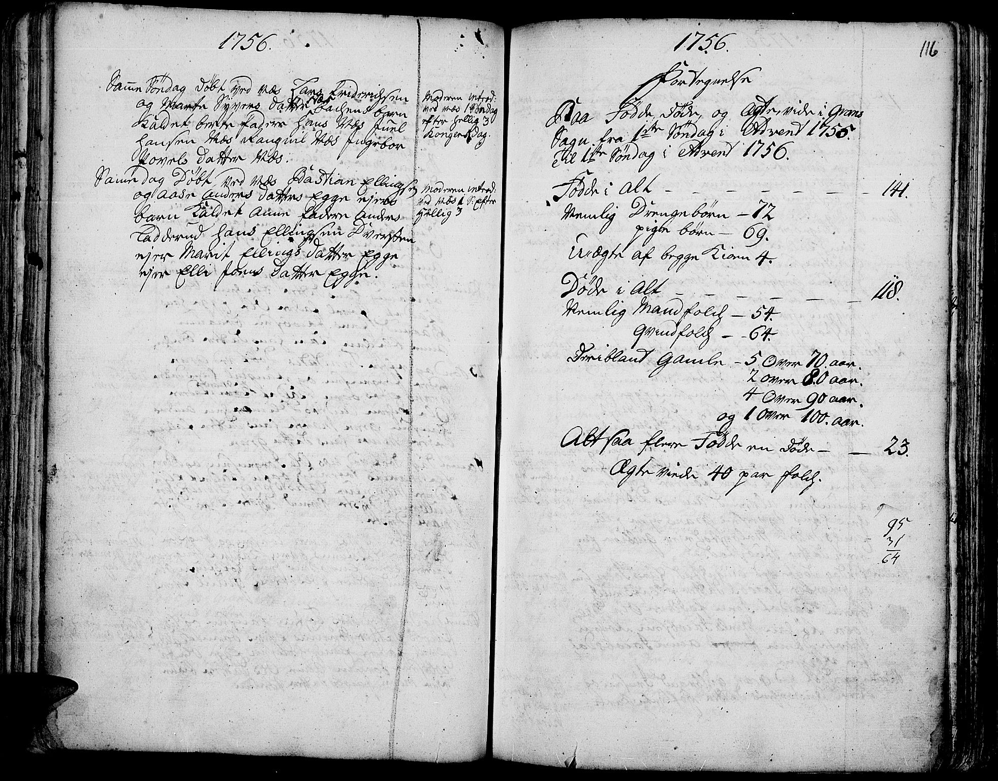 Gran prestekontor, SAH/PREST-112/H/Ha/Haa/L0003: Parish register (official) no. 3, 1745-1758, p. 116