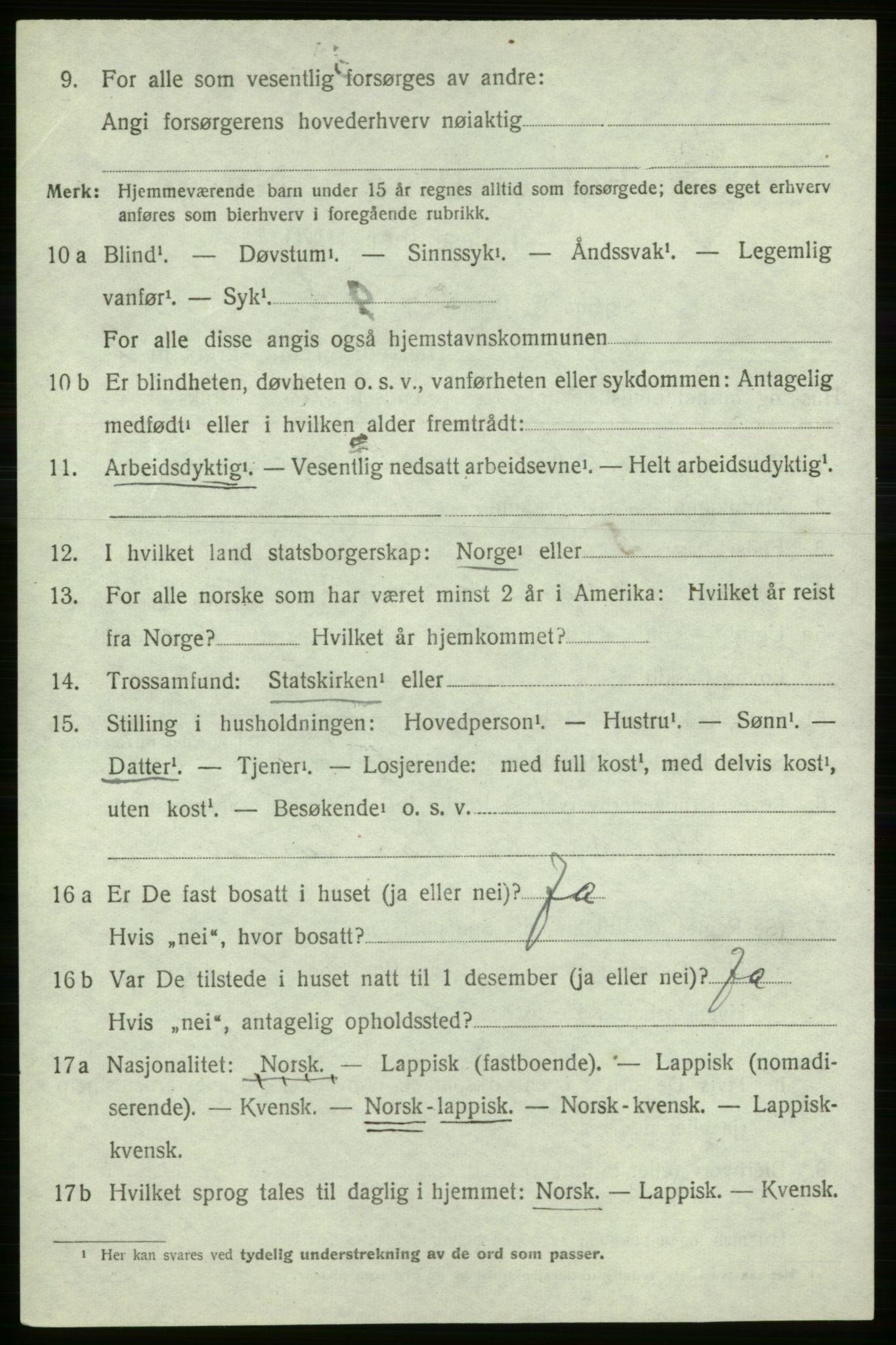 SATØ, 1920 census for Loppa, 1920, p. 997