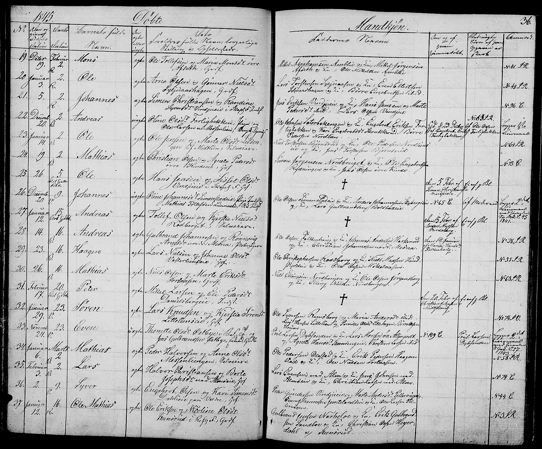 Ringsaker prestekontor, AV/SAH-PREST-014/L/La/L0005: Parish register (copy) no. 5, 1839-1850, p. 36