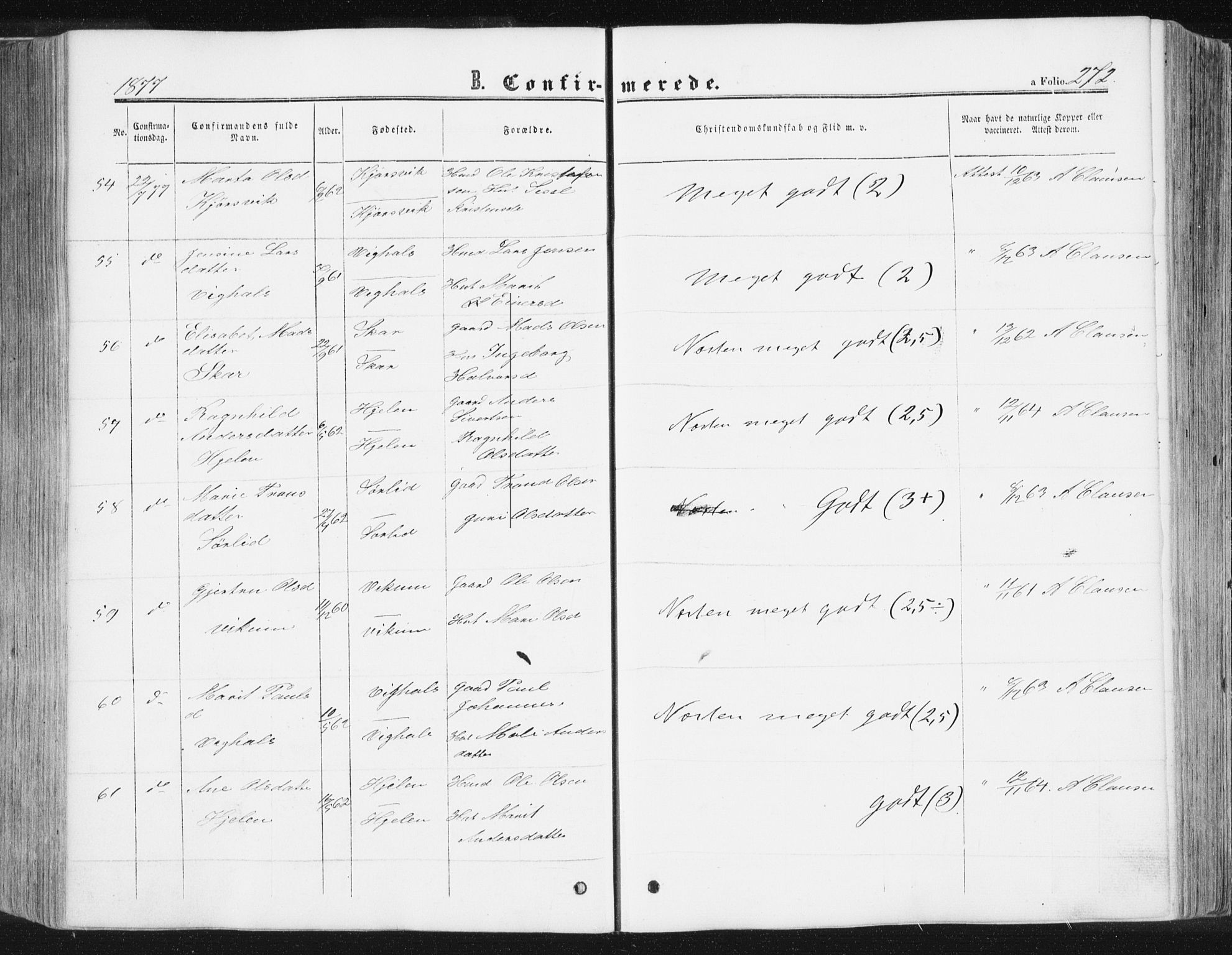 Ministerialprotokoller, klokkerbøker og fødselsregistre - Møre og Romsdal, AV/SAT-A-1454/578/L0905: Parish register (official) no. 578A04, 1859-1877, p. 272