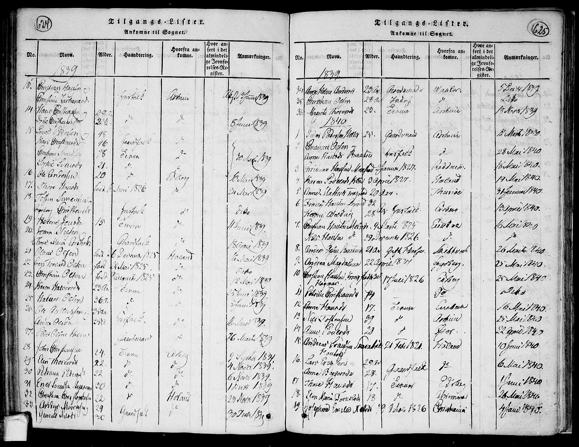 Trøgstad prestekontor Kirkebøker, AV/SAO-A-10925/F/Fa/L0006: Parish register (official) no. I 6, 1815-1844, p. 624-625