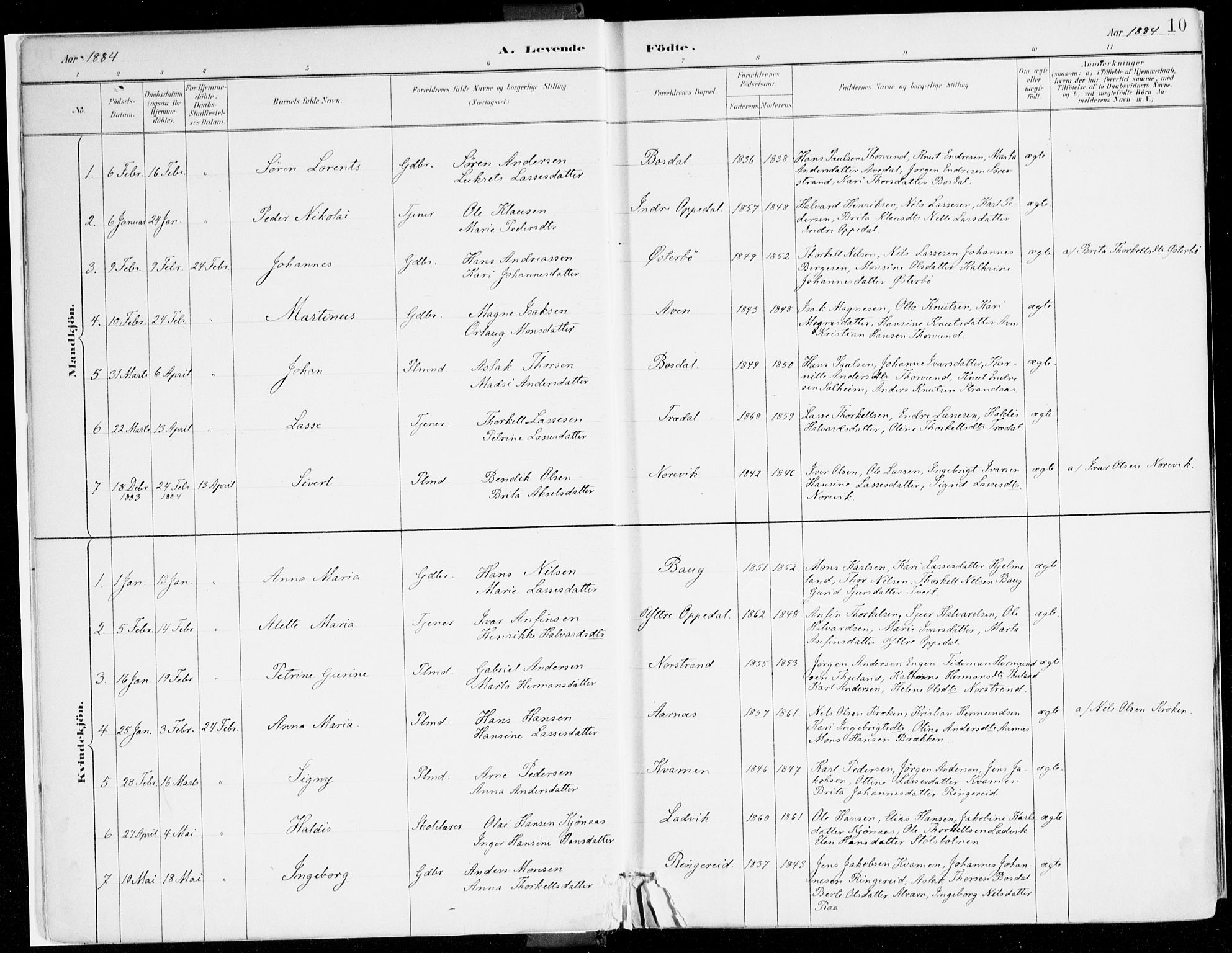 Lavik sokneprestembete, AV/SAB-A-80901: Parish register (official) no. B 1, 1882-1908, p. 10