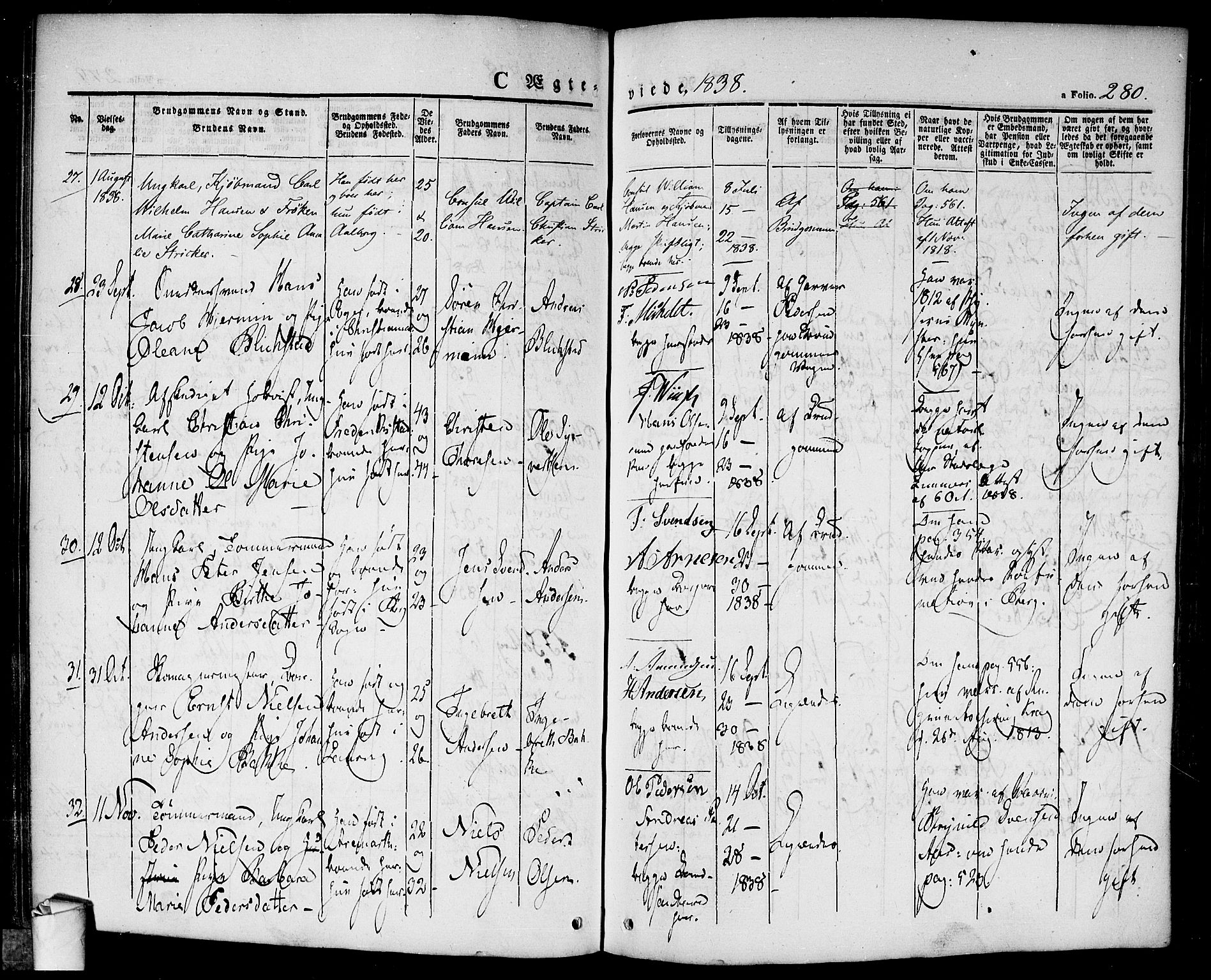 Halden prestekontor Kirkebøker, AV/SAO-A-10909/F/Fa/L0005: Parish register (official) no. I 5, 1834-1845, p. 280