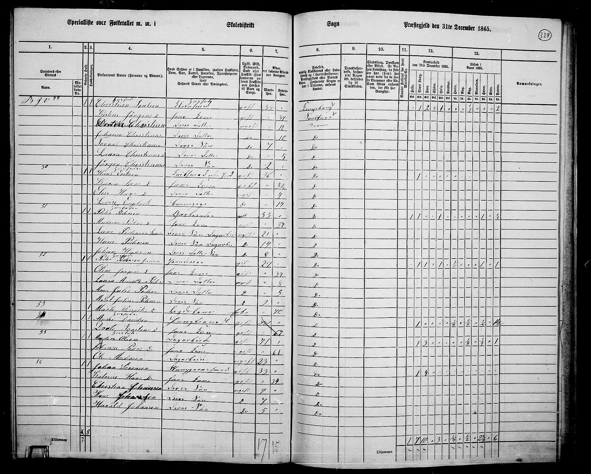 RA, 1865 census for Asker, 1865, p. 318