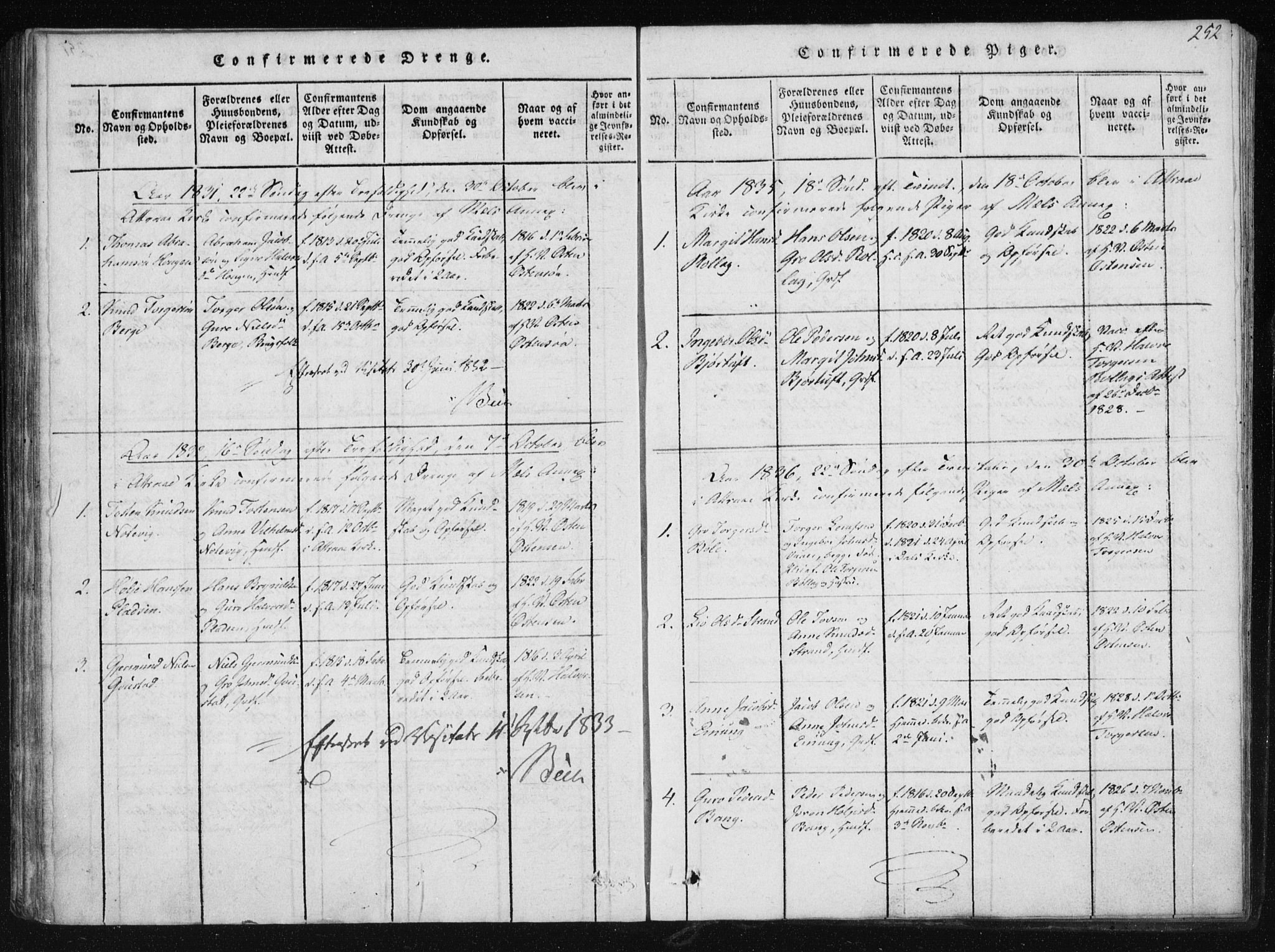 Tinn kirkebøker, SAKO/A-308/F/Fb/L0001: Parish register (official) no. II 1, 1815-1843, p. 252