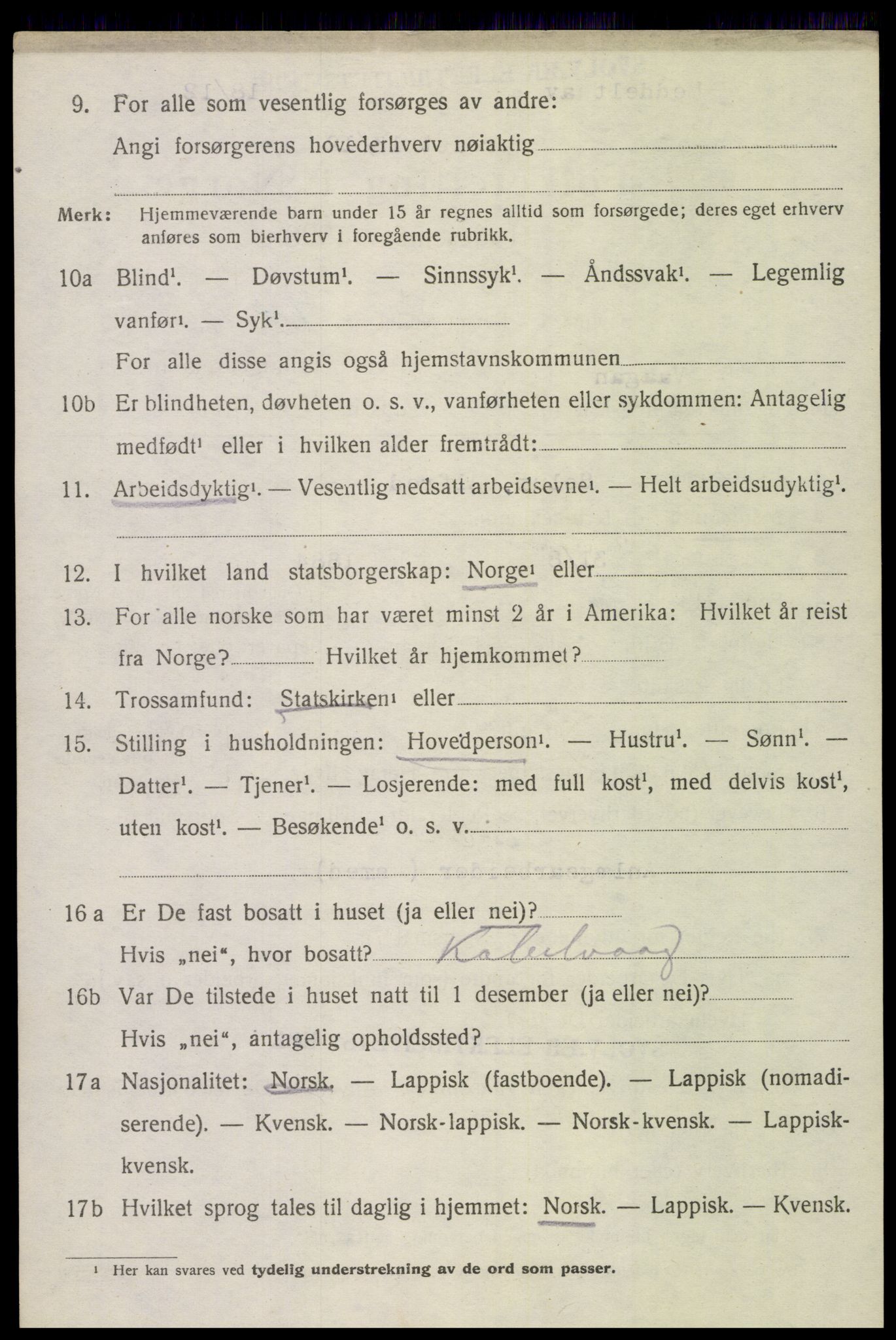 SAT, 1920 census for Vågan, 1920, p. 6132