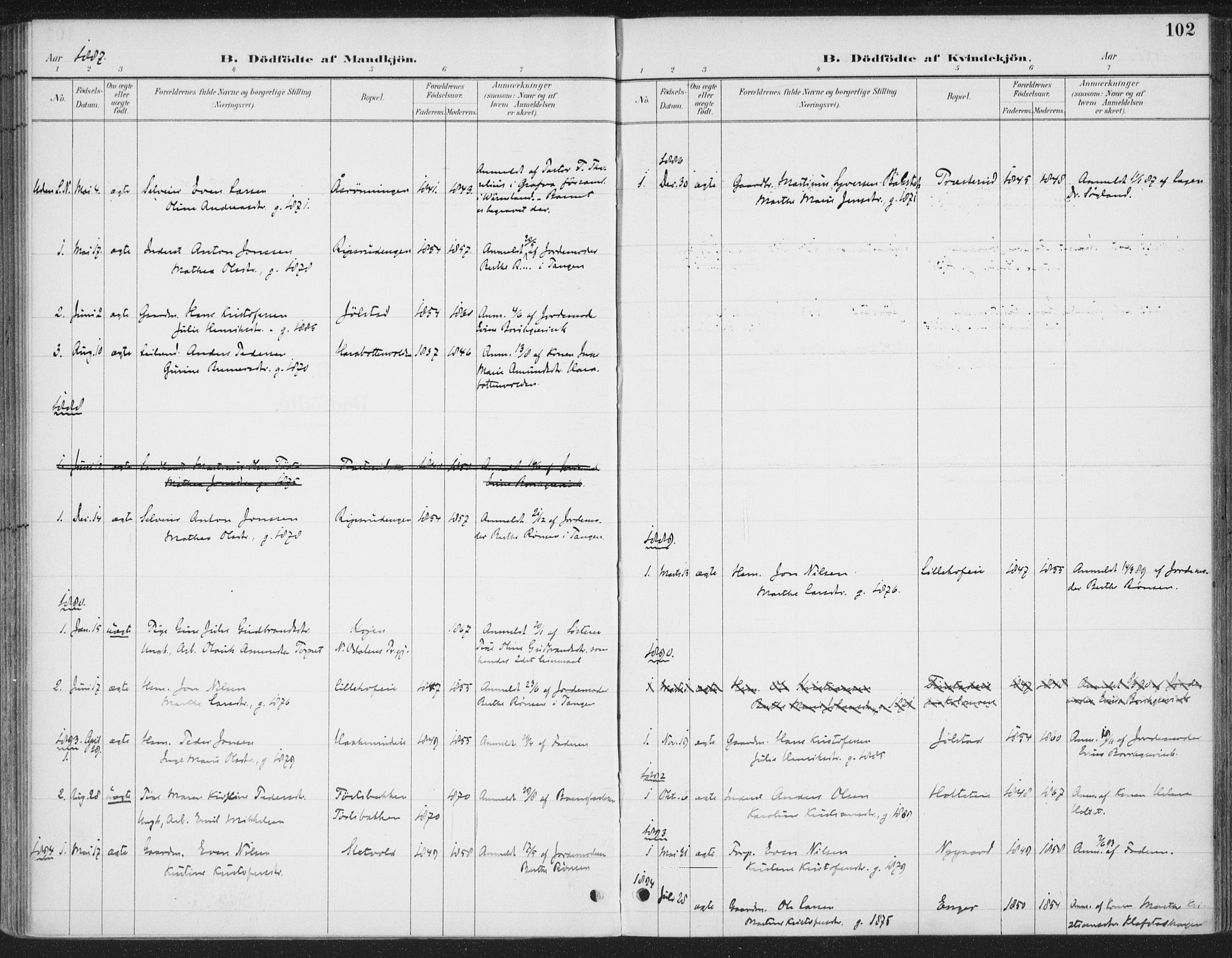 Romedal prestekontor, SAH/PREST-004/K/L0008: Parish register (official) no. 8, 1887-1905, p. 102