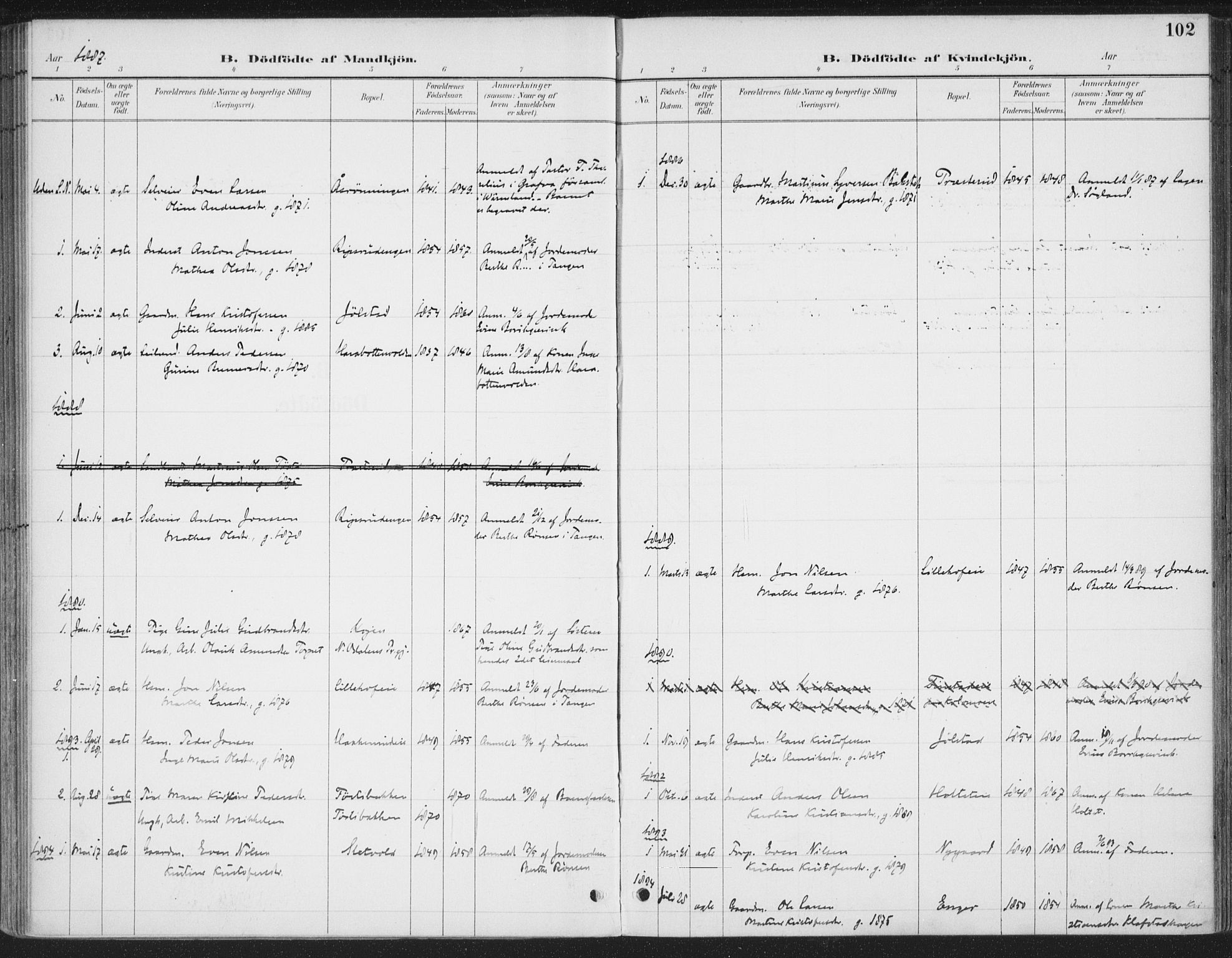 Romedal prestekontor, AV/SAH-PREST-004/K/L0008: Parish register (official) no. 8, 1887-1905, p. 102