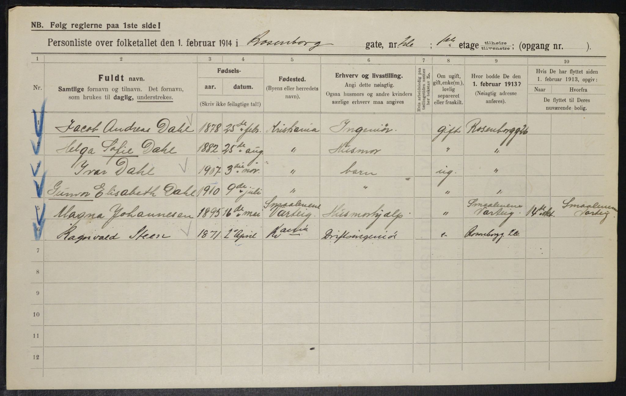 OBA, Municipal Census 1914 for Kristiania, 1914, p. 83568