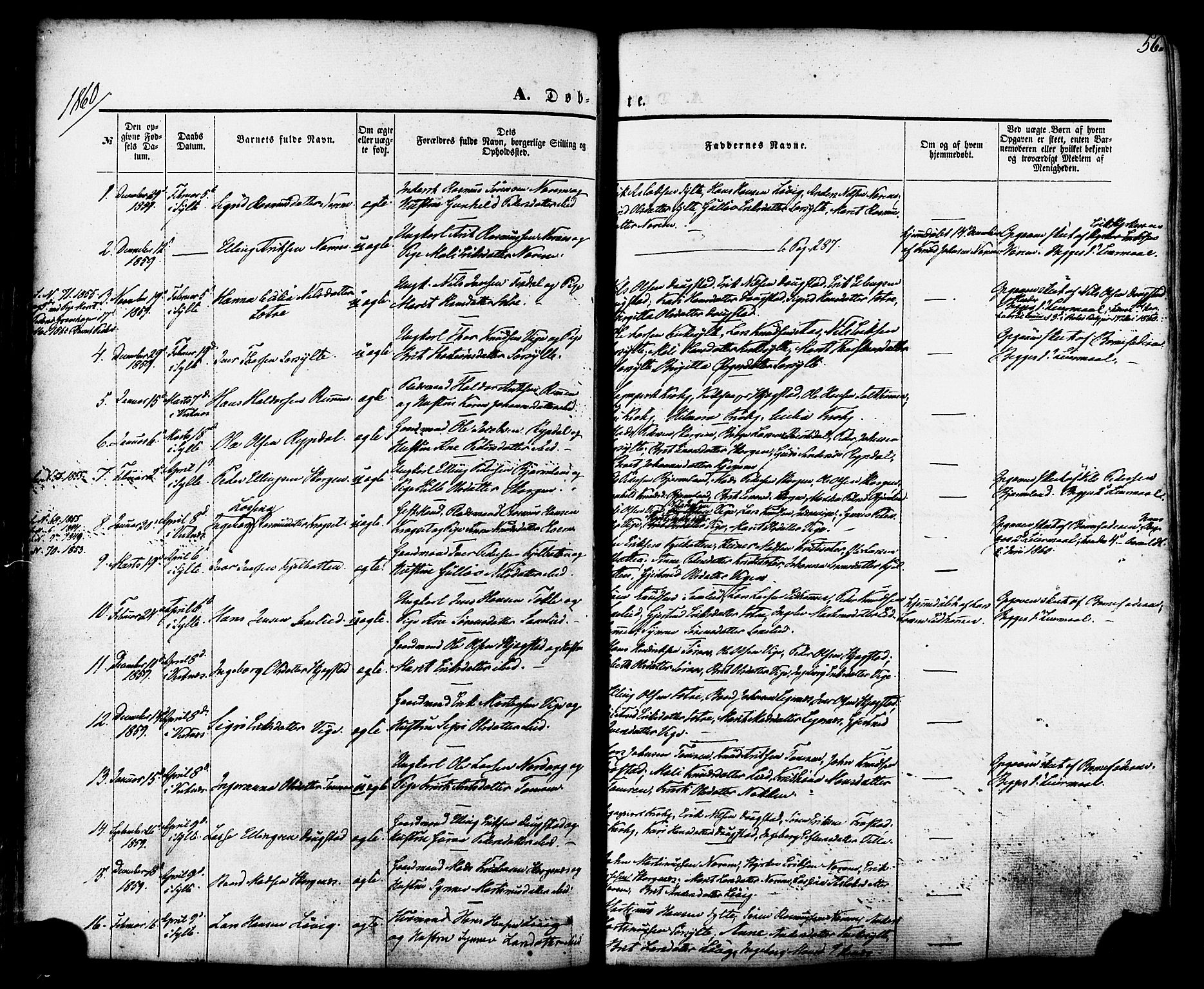 Ministerialprotokoller, klokkerbøker og fødselsregistre - Møre og Romsdal, SAT/A-1454/539/L0529: Parish register (official) no. 539A02, 1848-1872, p. 56