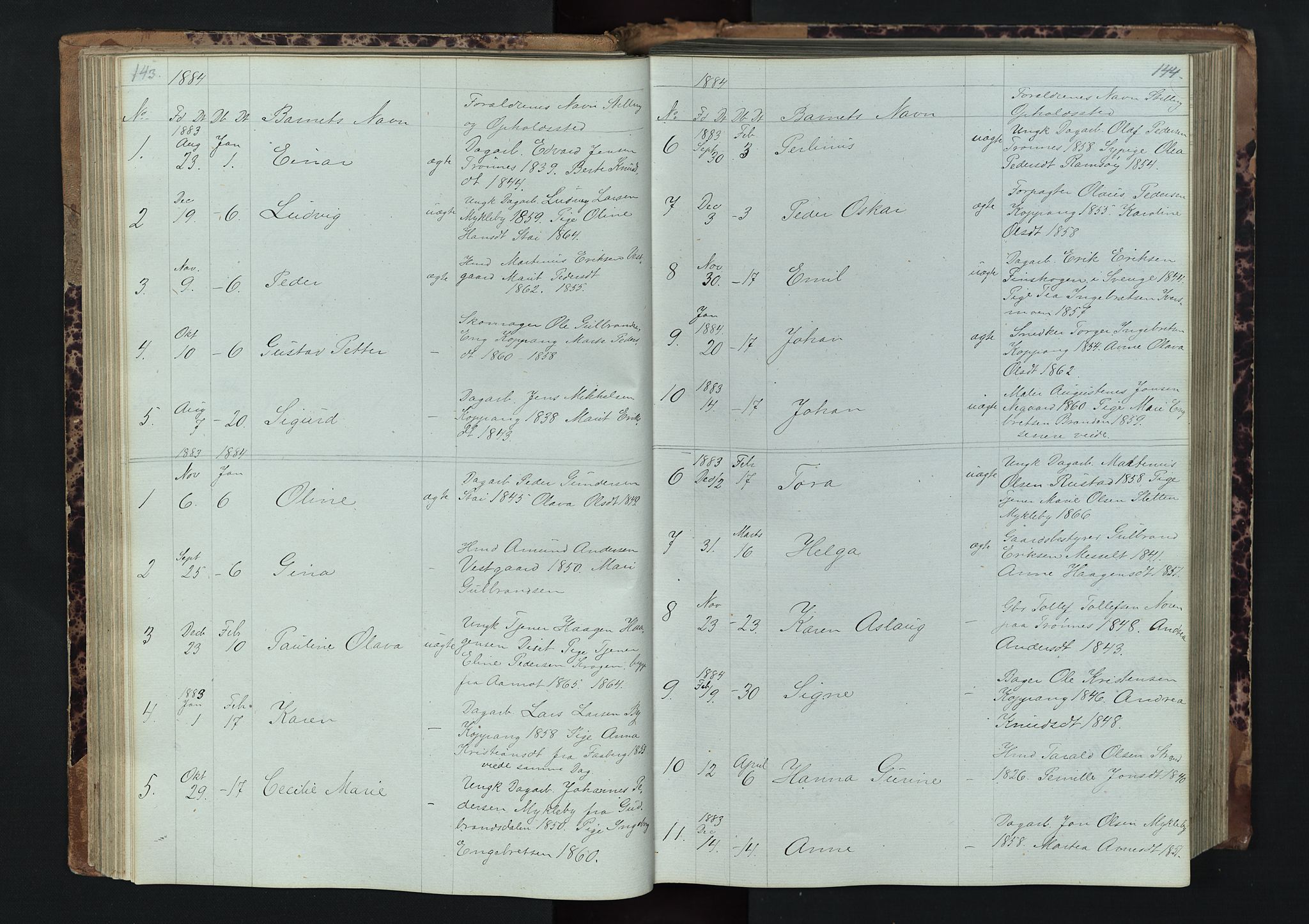 Stor-Elvdal prestekontor, SAH/PREST-052/H/Ha/Hab/L0001: Parish register (copy) no. 1 /1, 1860-1894, p. 143-144