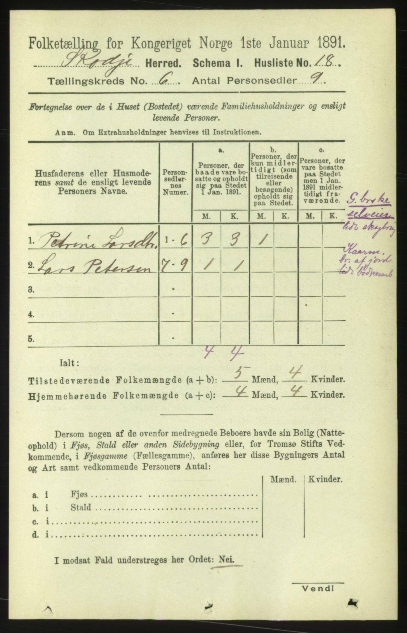 RA, 1891 census for 1529 Skodje, 1891, p. 1243